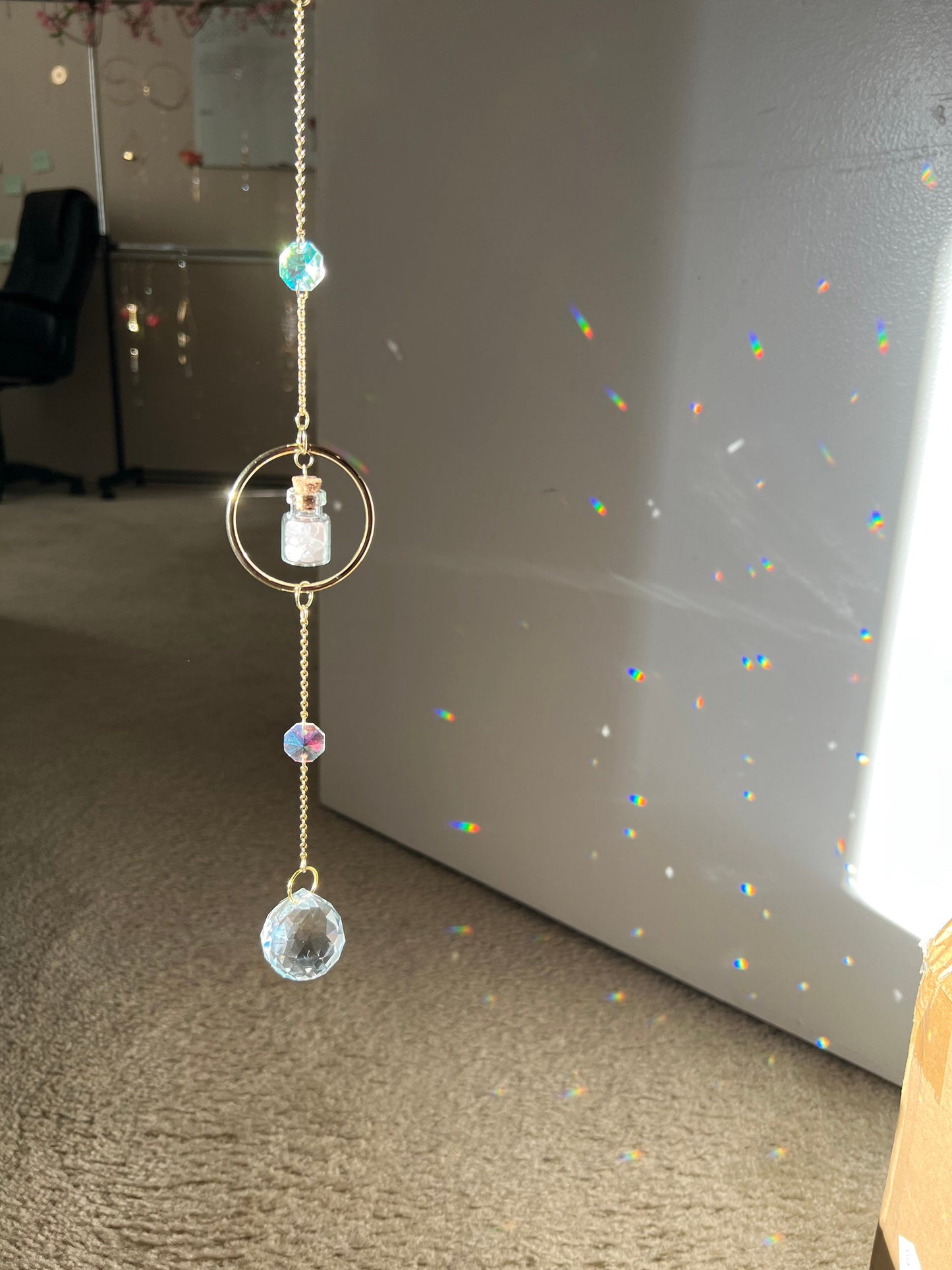 Sun catcher crystal, rainbow maker, prism crystal, light catcher, window hanging crystal, housewarming unique gift, windchime, dreamcatcher