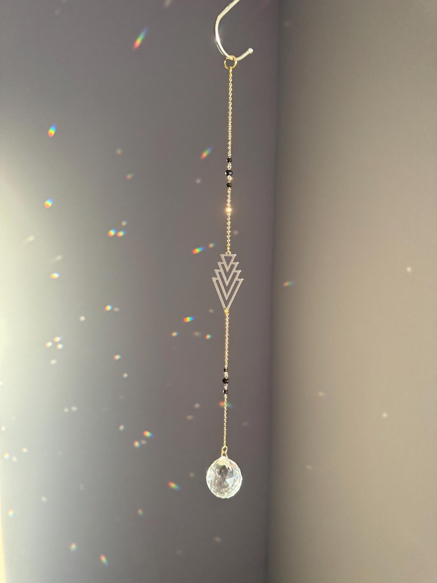 Black Crystal Sun Catcher for windows Handmade Hanging Decor for Home or Garden Suncatcher prism rainbows gift for mom housewarming
