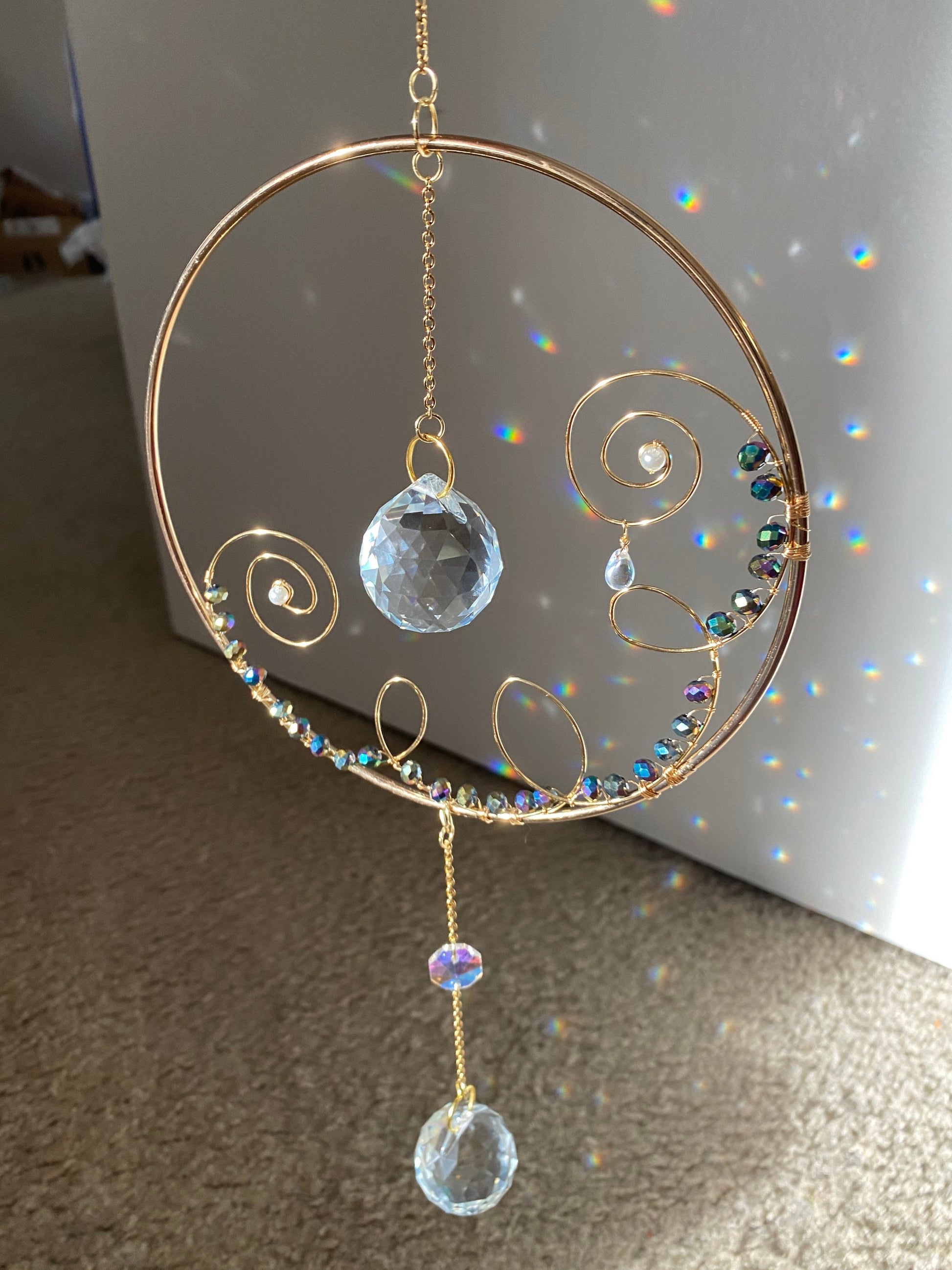 Sun catcher - suncatcher - gift - crystal - prism - rainbow maker - christmas - hanging portal - home decor - hanging prism - hanging crysta