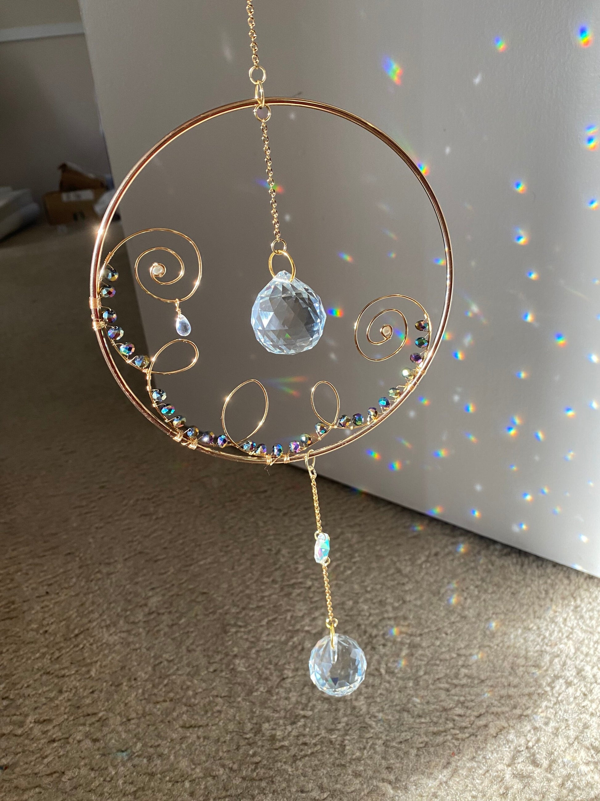 Sun catcher - suncatcher - gift - crystal - prism - rainbow maker - christmas - hanging portal - home decor - hanging prism - hanging crysta