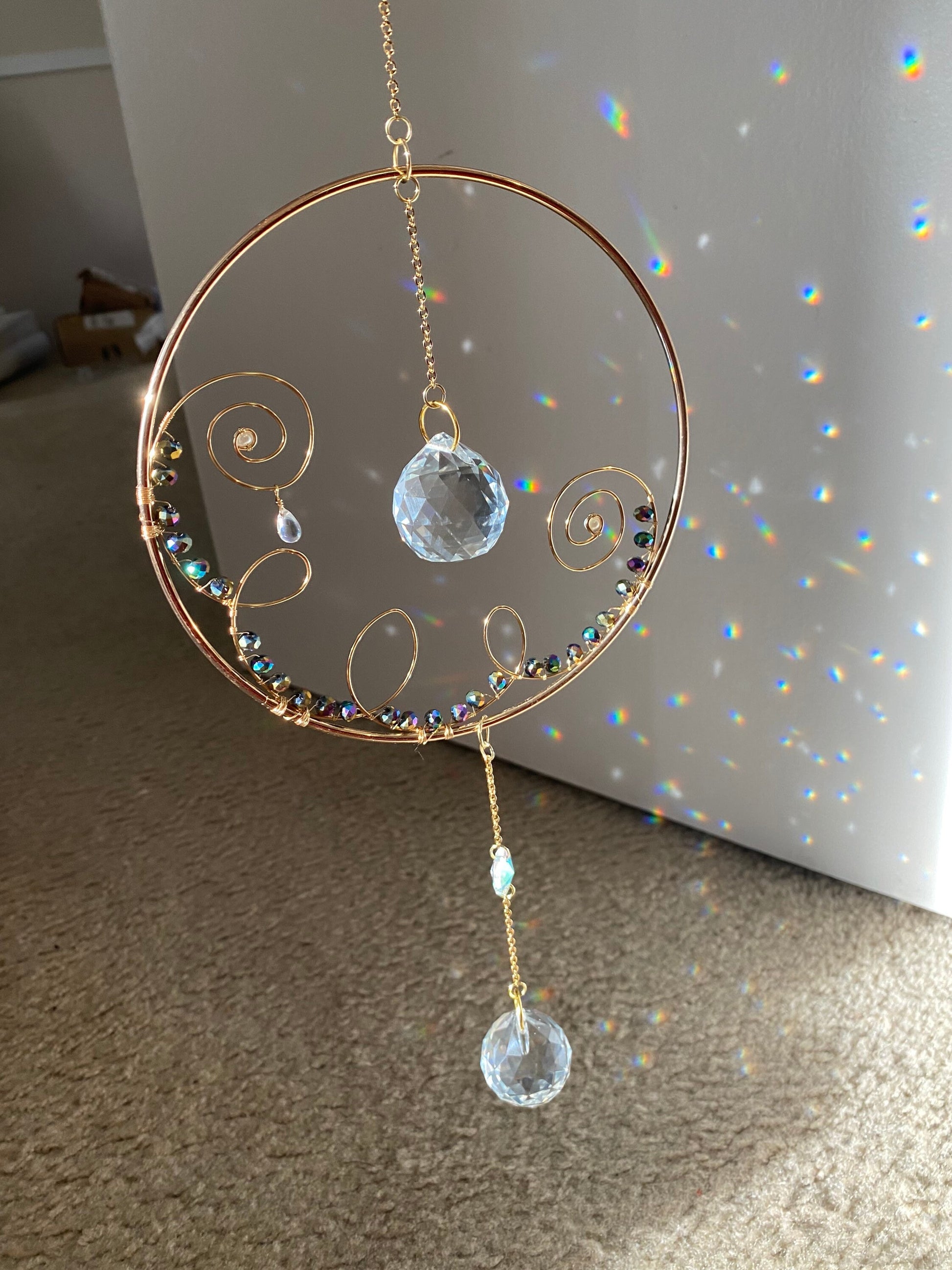 Sun catcher - suncatcher - gift - crystal - prism - rainbow maker - christmas - hanging portal - home decor - hanging prism - hanging crysta