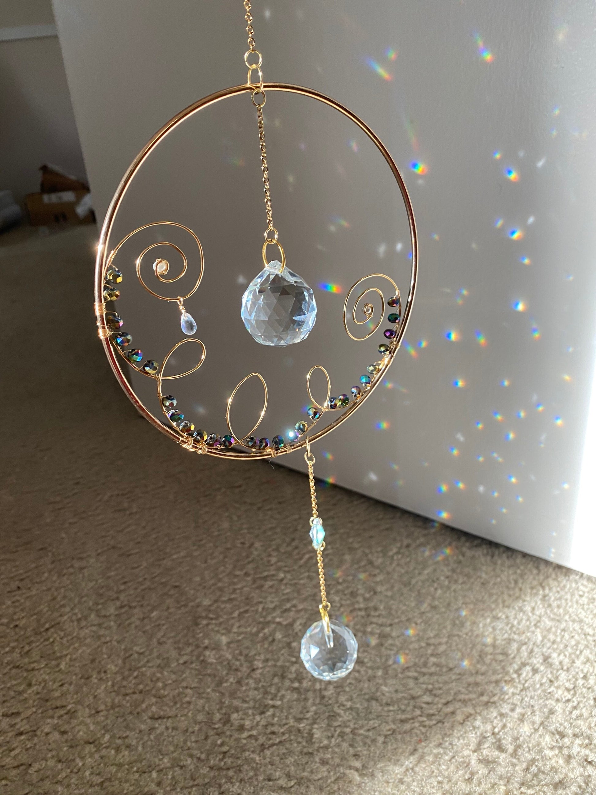 Sun catcher - suncatcher - gift - crystal - prism - rainbow maker - christmas - hanging portal - home decor - hanging prism - hanging crysta