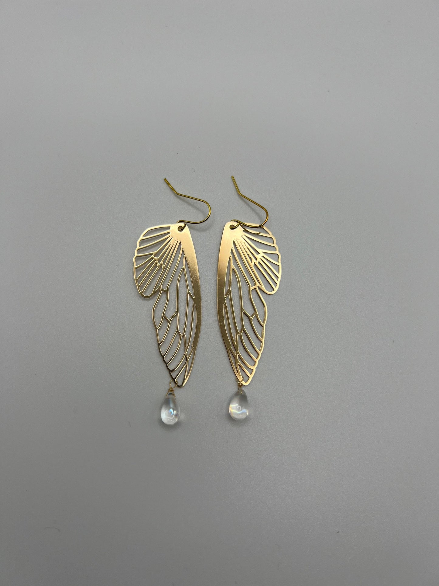 Butterfly wing earrings, gold wing earrings, boho jewelry, wire wrapped drop earrings, dangle earrings, gift, mothers day