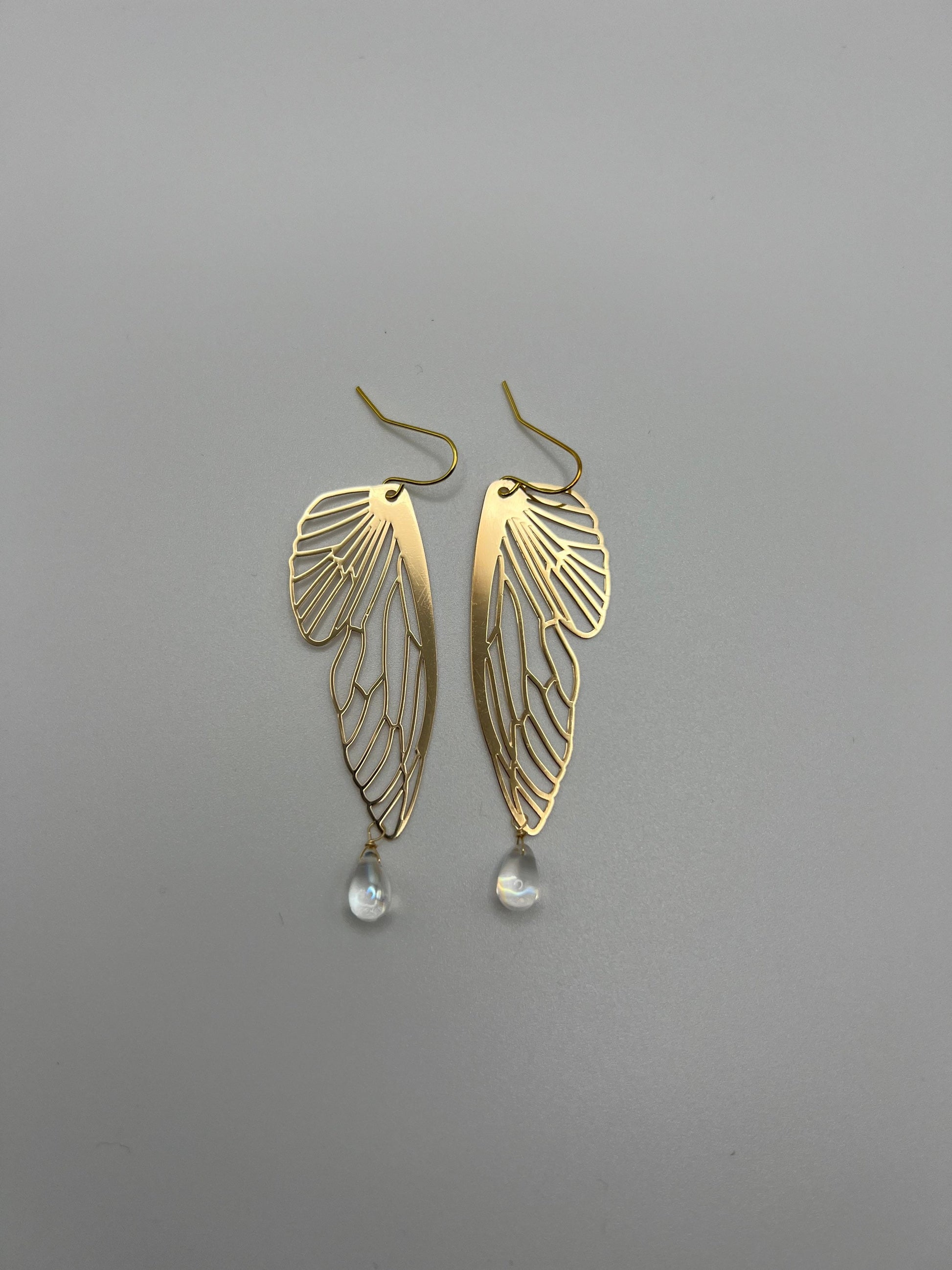 Butterfly wing earrings, gold wing earrings, boho jewelry, wire wrapped drop earrings, dangle earrings, gift, mothers day