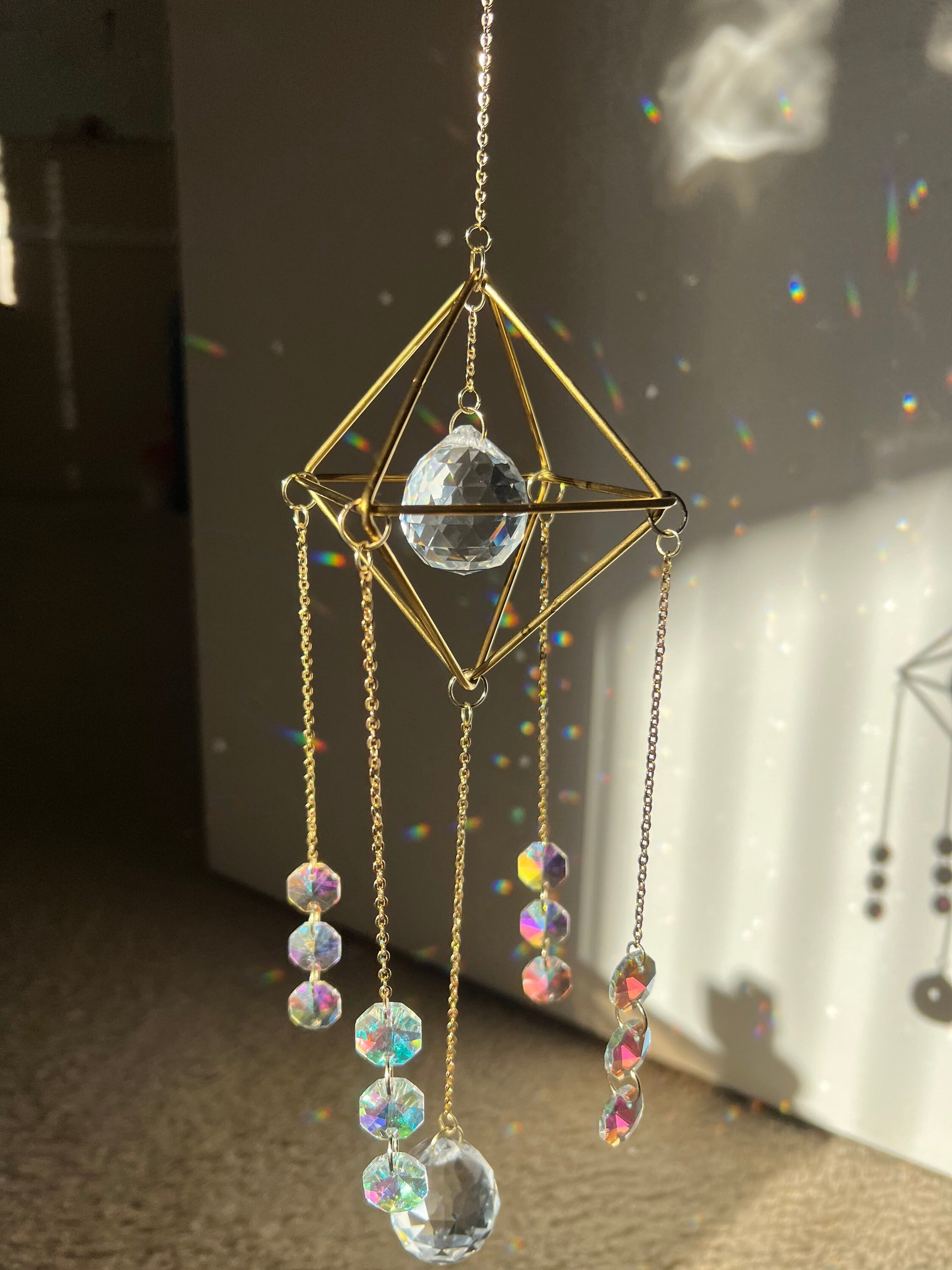 Sun catcher, suncatcher, light catcher, crystal decor, handmade decor, rainbow maker, prism, for windows, dreamcatcher, gift