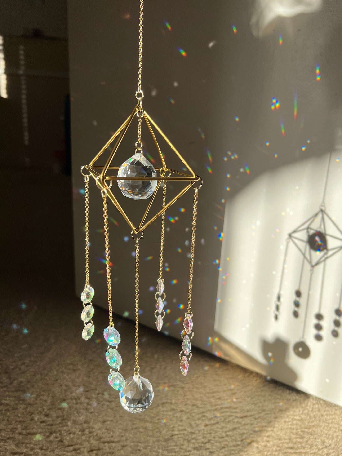 Sun catcher, suncatcher, light catcher, crystal decor, handmade decor, rainbow maker, prism, for windows, dreamcatcher, gift