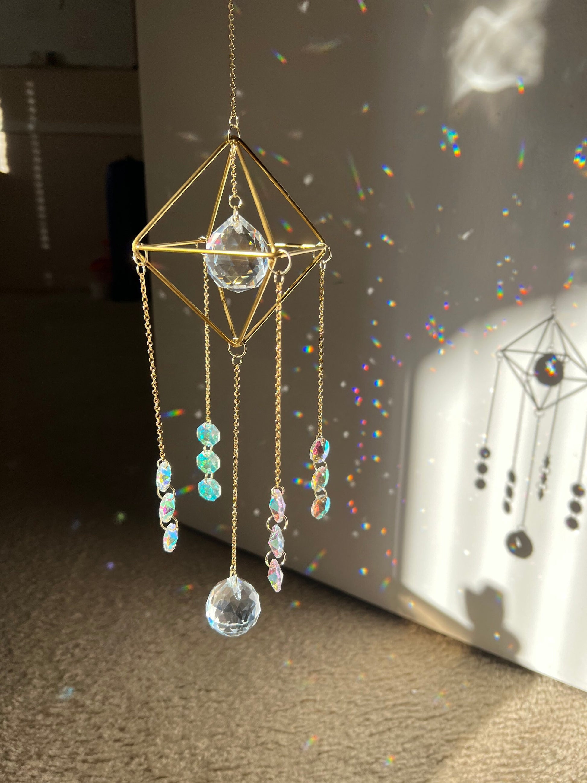 Sun catcher, suncatcher, light catcher, crystal decor, handmade decor, rainbow maker, prism, for windows, dreamcatcher, gift