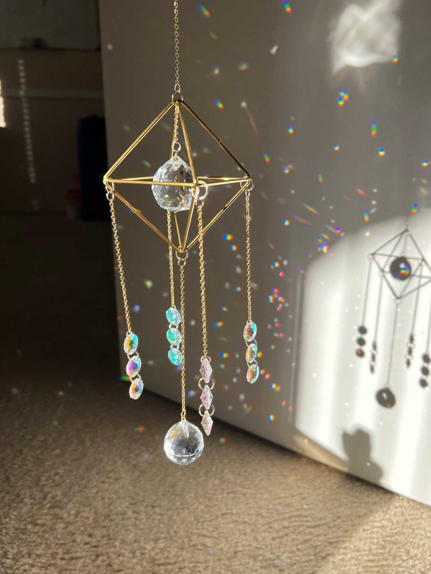 Sun catcher, suncatcher, light catcher, crystal decor, handmade decor, rainbow maker, prism, for windows, dreamcatcher, gift