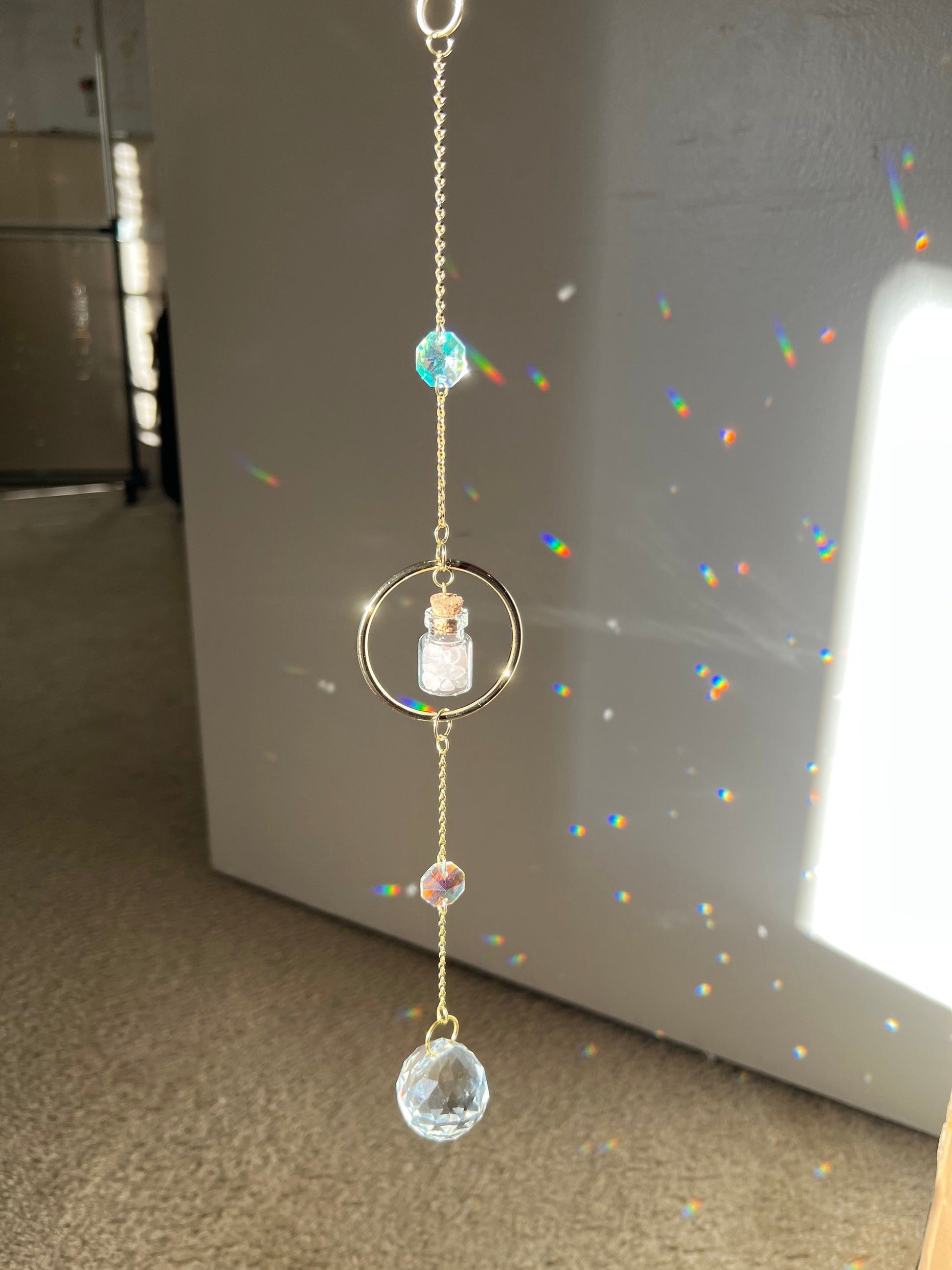 Sun catcher crystal, rainbow maker, prism crystal, light catcher, window hanging crystal, housewarming unique gift, windchime, dreamcatcher