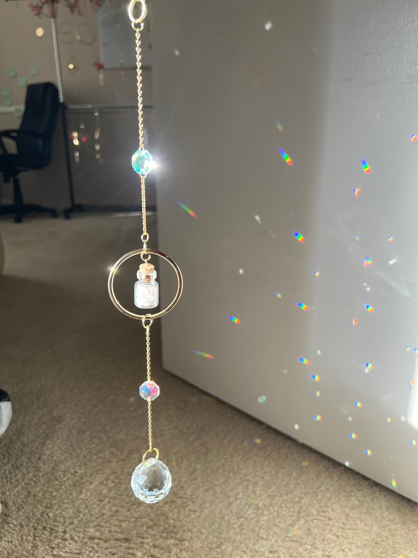 Sun catcher crystal, rainbow maker, prism crystal, light catcher, window hanging crystal, housewarming unique gift, windchime, dreamcatcher