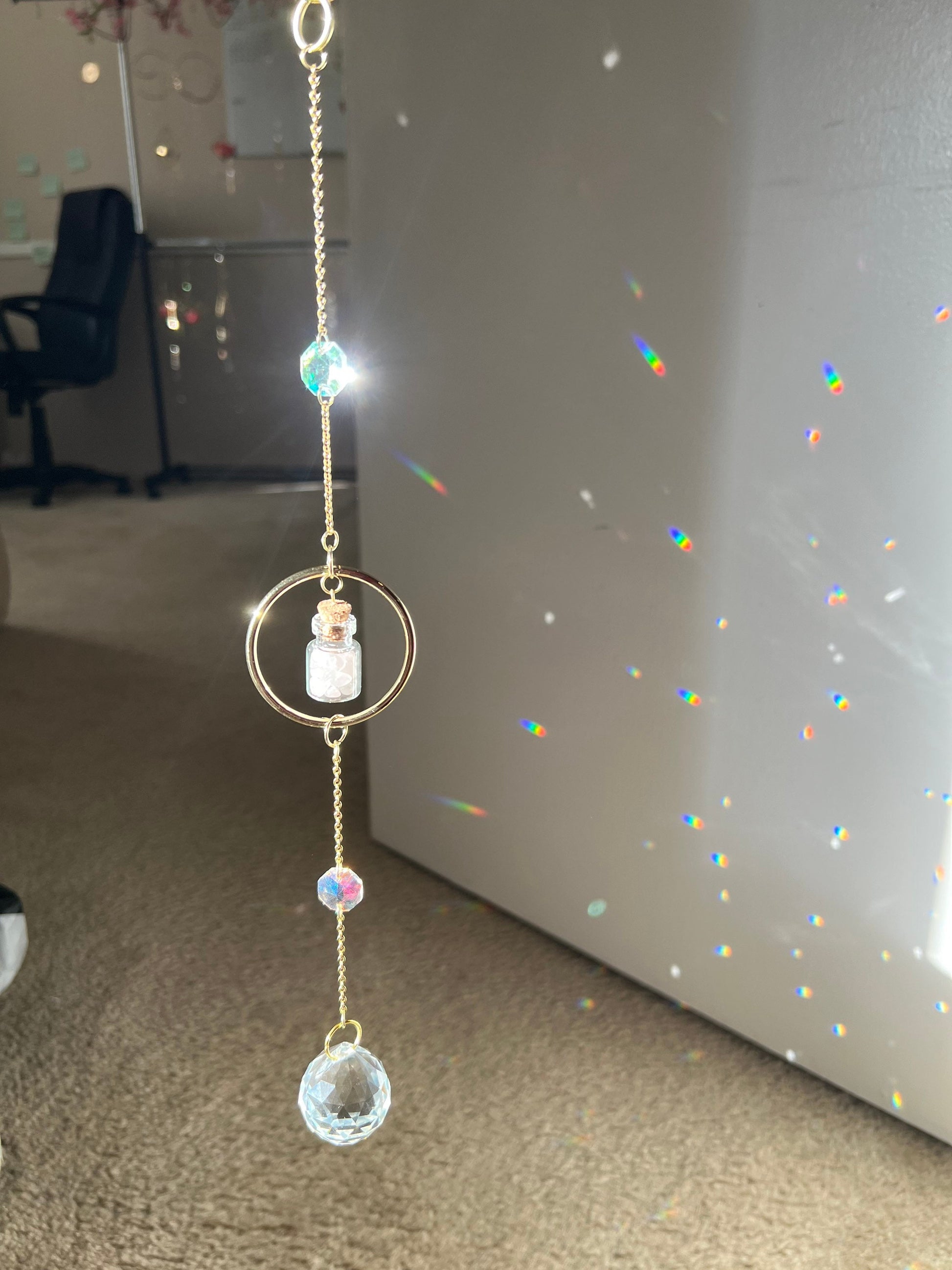 Sun catcher crystal, rainbow maker, prism crystal, light catcher, window hanging crystal, housewarming unique gift, windchime, dreamcatcher