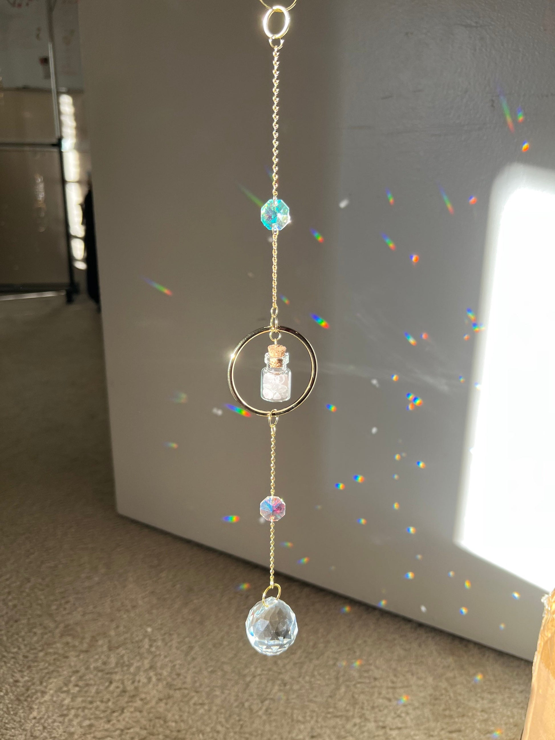 Sun catcher crystal, rainbow maker, prism crystal, light catcher, window hanging crystal, housewarming unique gift, windchime, dreamcatcher