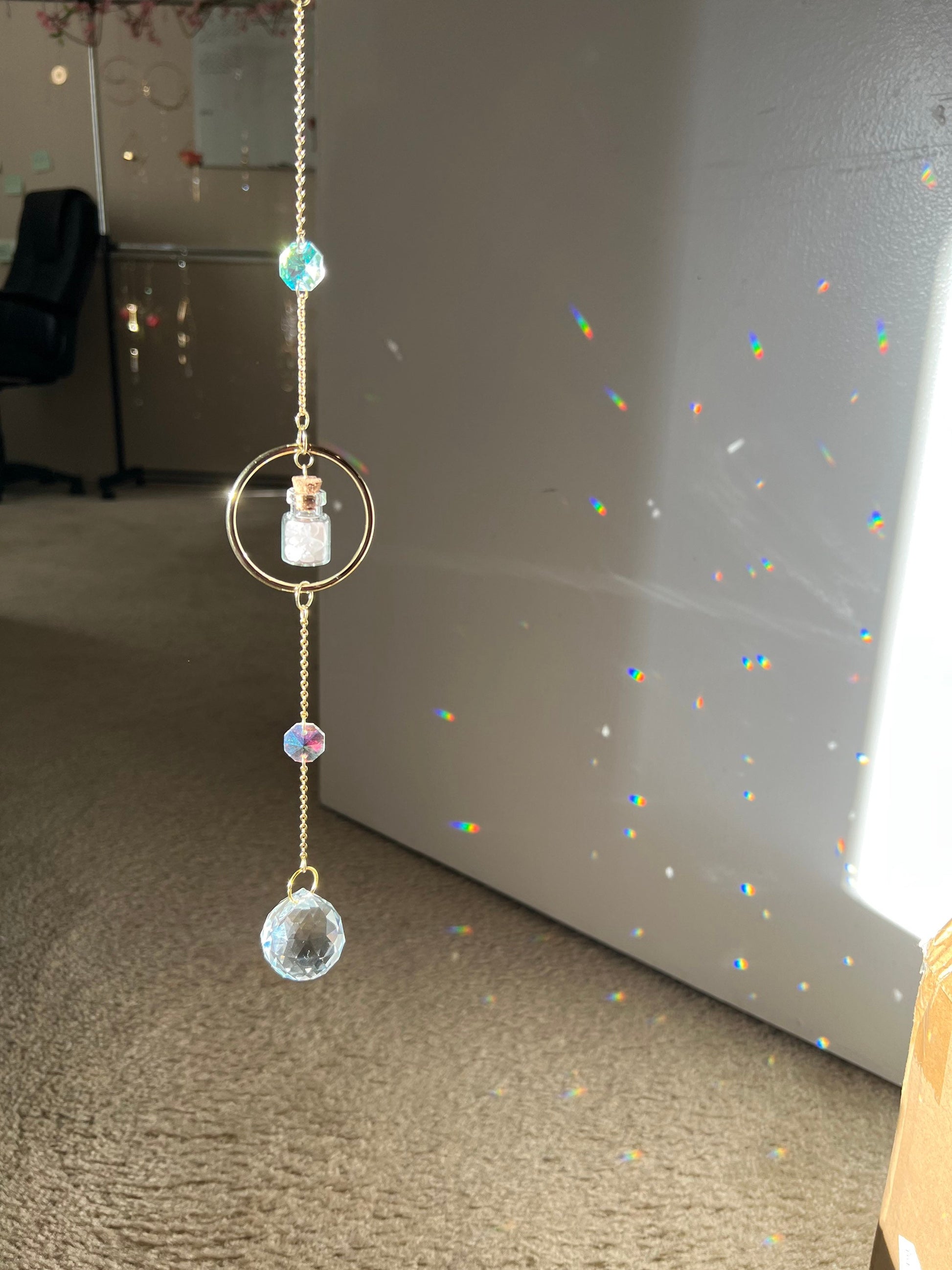 Sun catcher crystal, rainbow maker, prism crystal, light catcher, window hanging crystal, housewarming unique gift, windchime, dreamcatcher