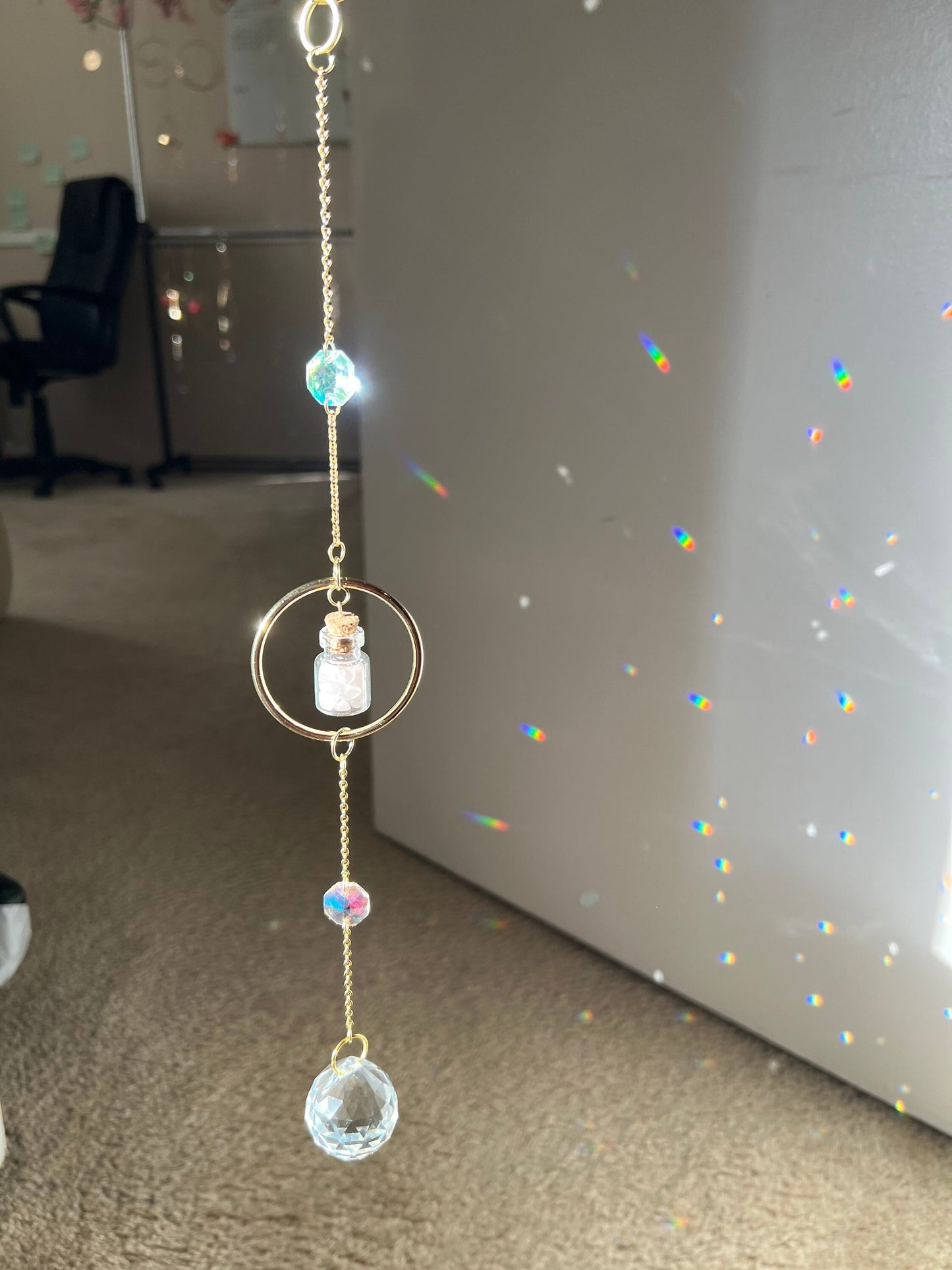 Sun catcher crystal, rainbow maker, prism crystal, light catcher, window hanging crystal, housewarming unique gift, windchime, dreamcatcher