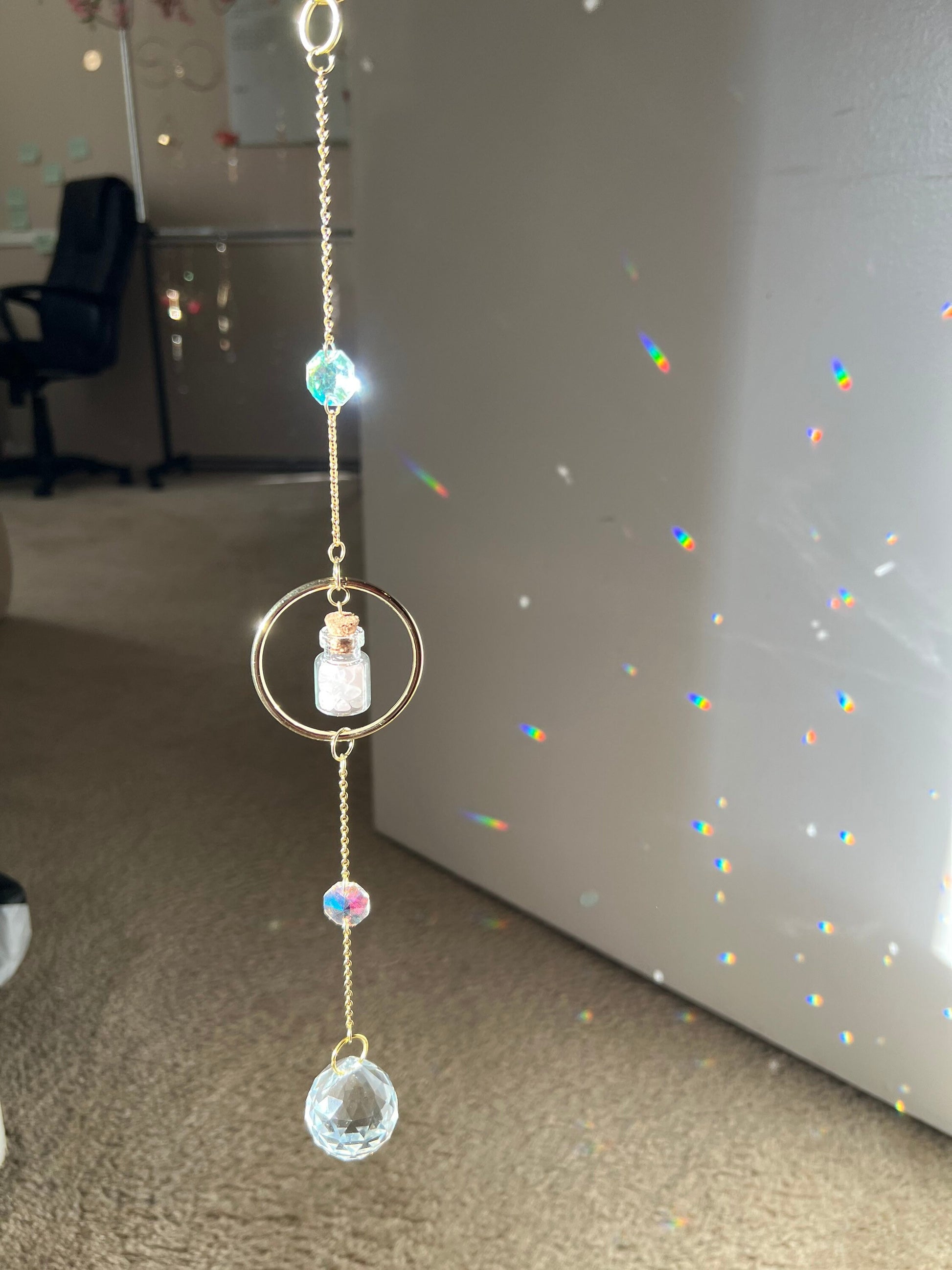 Sun catcher crystal, rainbow maker, prism crystal, light catcher, window hanging crystal, housewarming unique gift, windchime, dreamcatcher