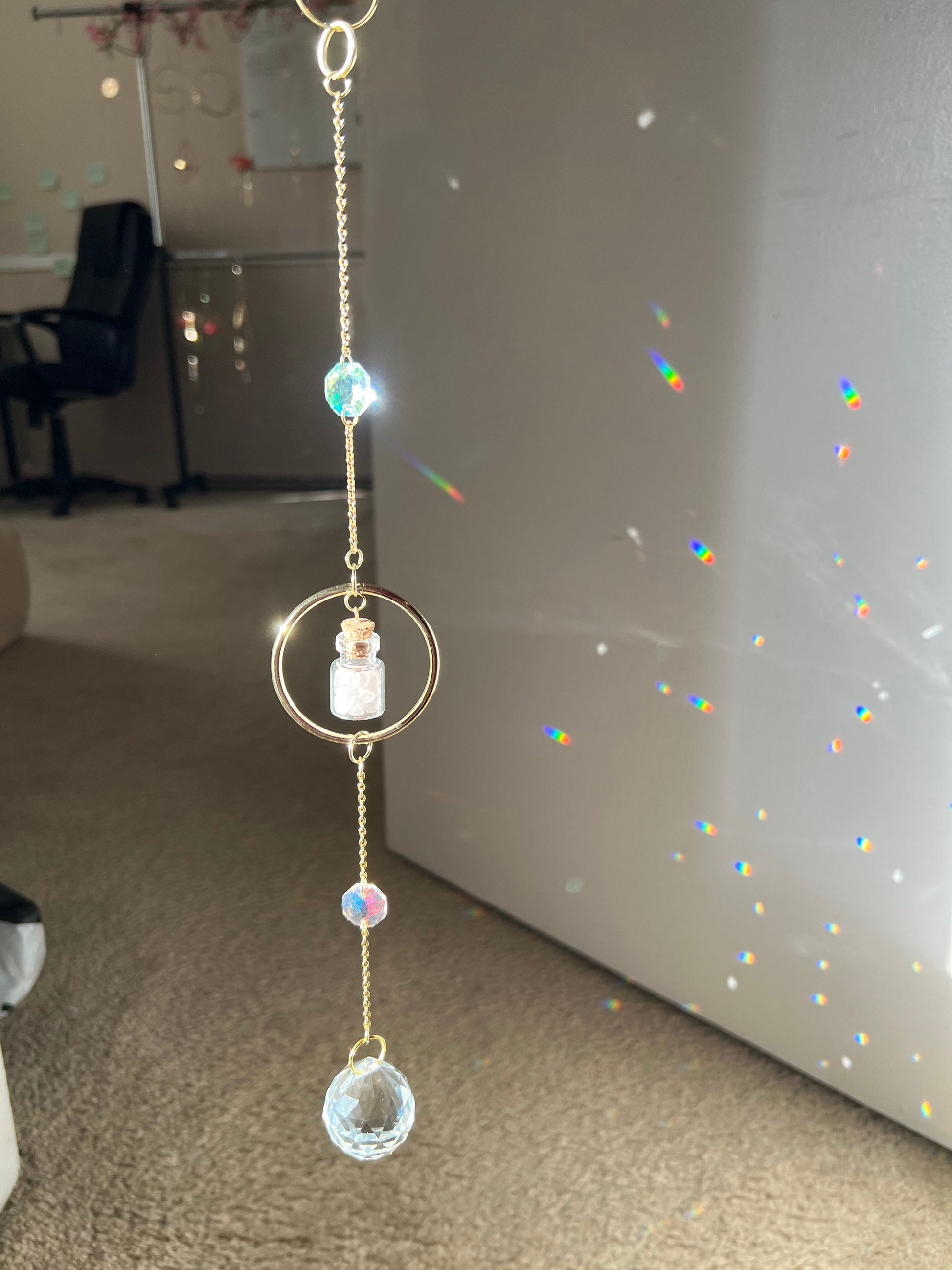 Sun catcher crystal, rainbow maker, prism crystal, light catcher, window hanging crystal, housewarming unique gift, windchime, dreamcatcher