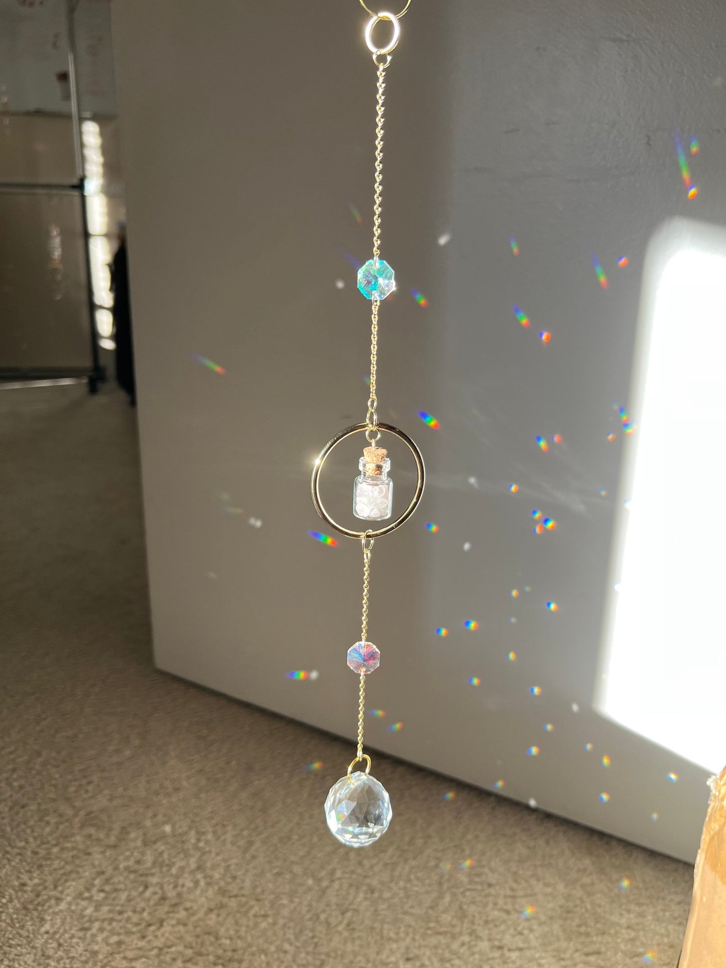 Sun catcher crystal, rainbow maker, prism crystal, light catcher, window hanging crystal, housewarming unique gift, windchime, dreamcatcher