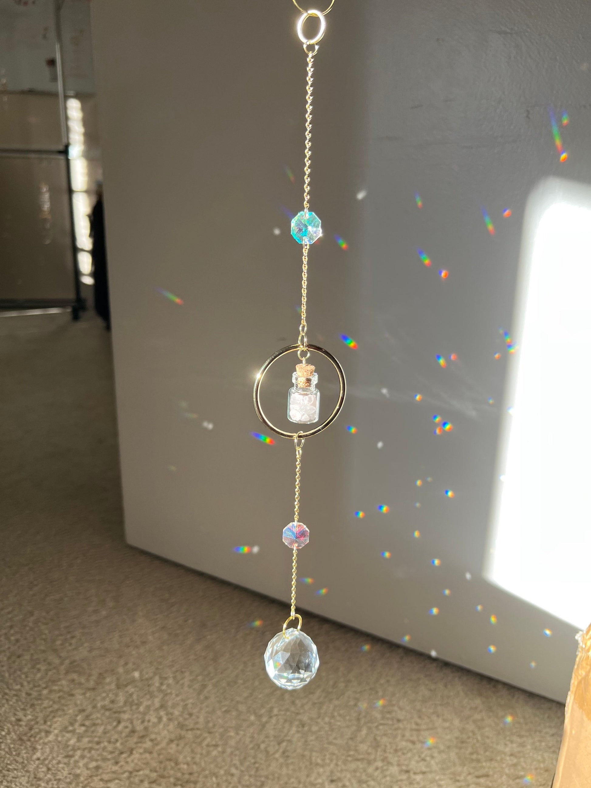 Sun catcher crystal, rainbow maker, prism crystal, light catcher, window hanging crystal, housewarming unique gift, windchime, dreamcatcher