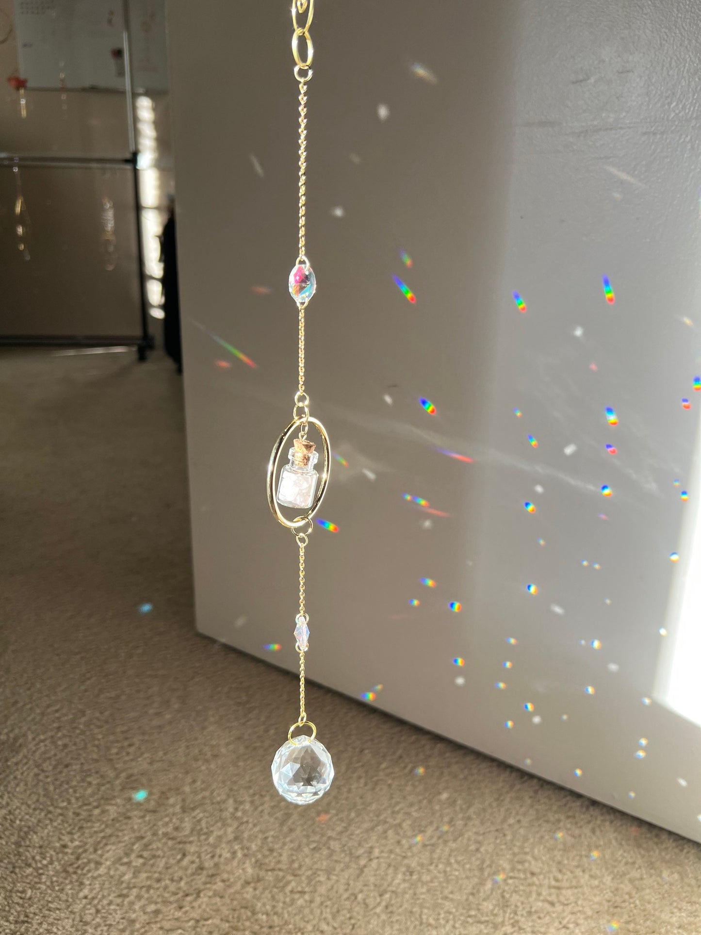 Sun catcher crystal, rainbow maker, prism crystal, light catcher, window hanging crystal, housewarming unique gift, windchime, dreamcatcher