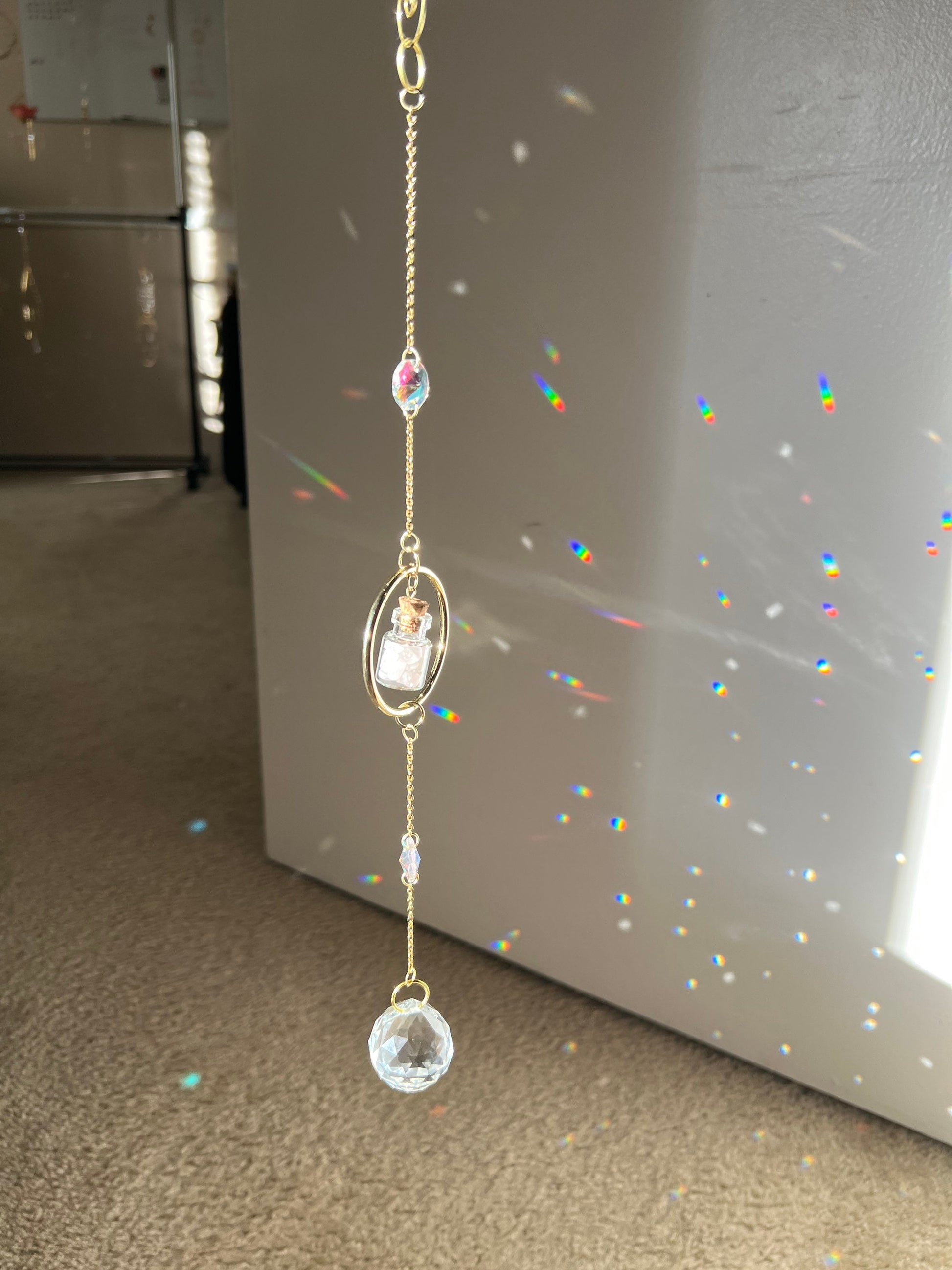 Sun catcher crystal, rainbow maker, prism crystal, light catcher, window hanging crystal, housewarming unique gift, windchime, dreamcatcher