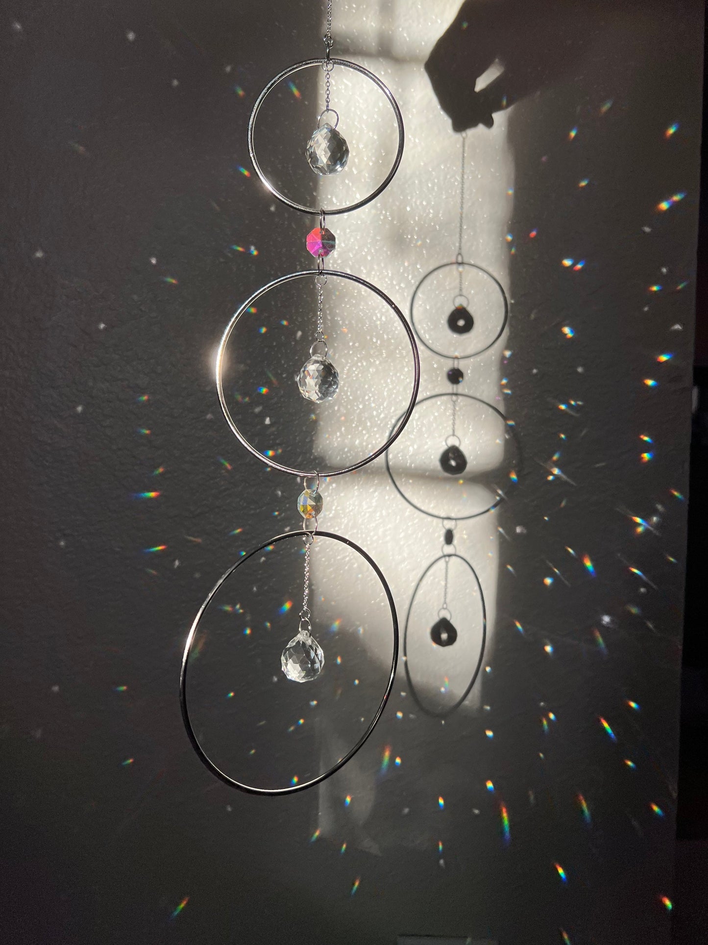 Sun catcher, suncatcher, crystal sun catcher, rainbow crystal, dream catcher, birthday gift, for her, silver decor, prism, fairycore decor