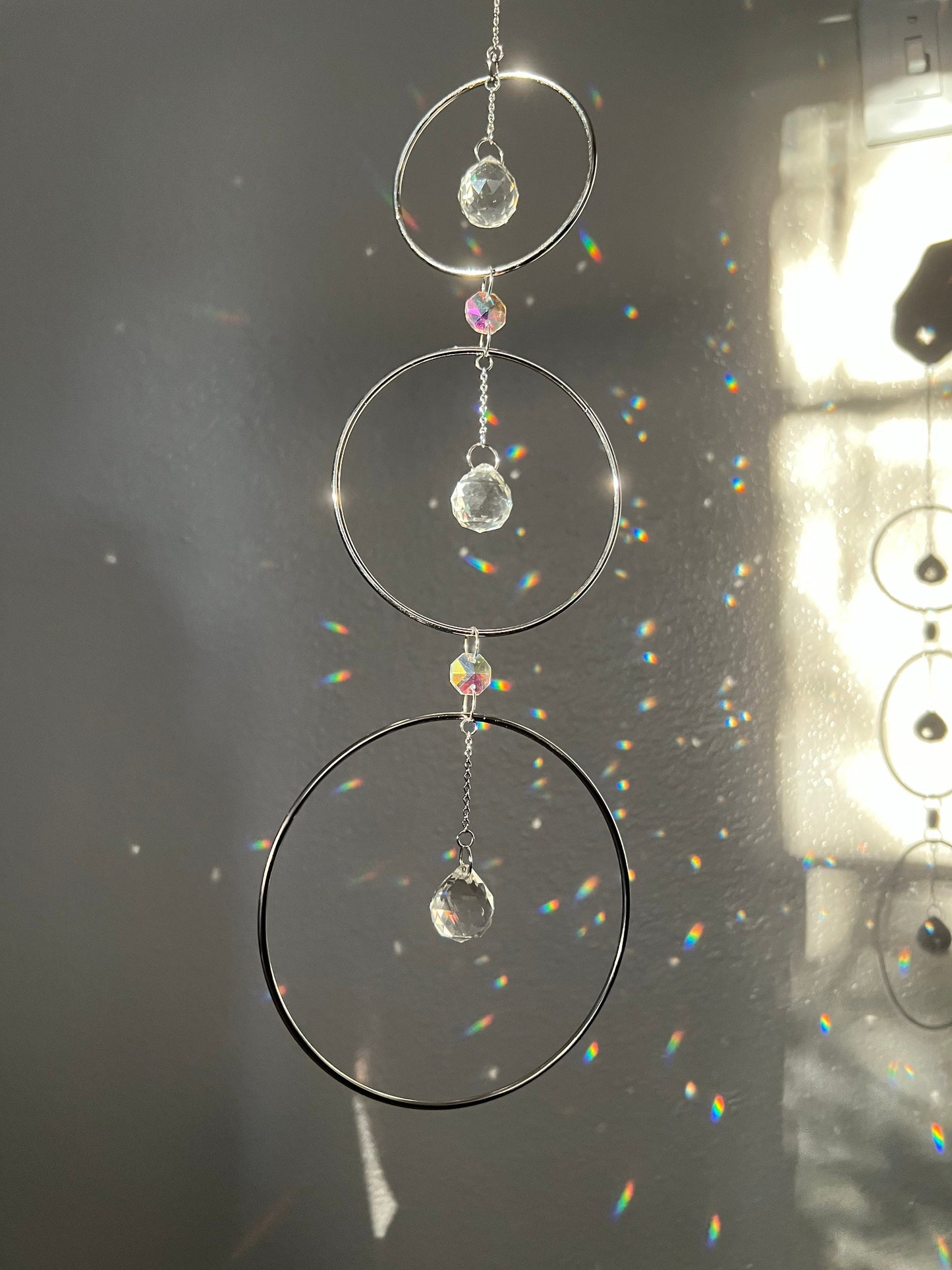 Sun catcher, suncatcher, crystal sun catcher, rainbow crystal, dream catcher, birthday gift, for her, silver decor, prism, fairycore decor