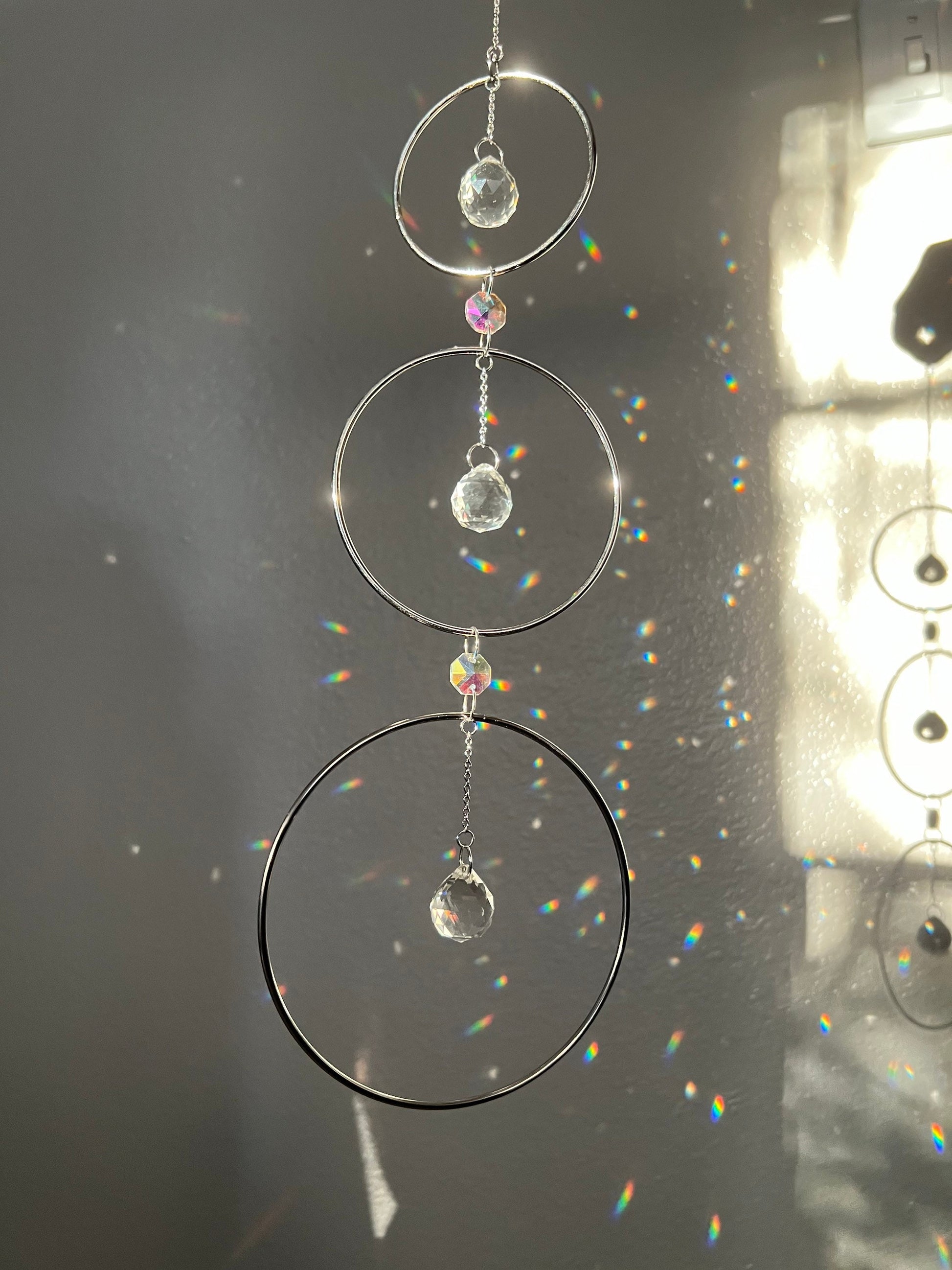 Sun catcher, suncatcher, crystal sun catcher, rainbow crystal, dream catcher, birthday gift, for her, silver decor, prism, fairycore decor