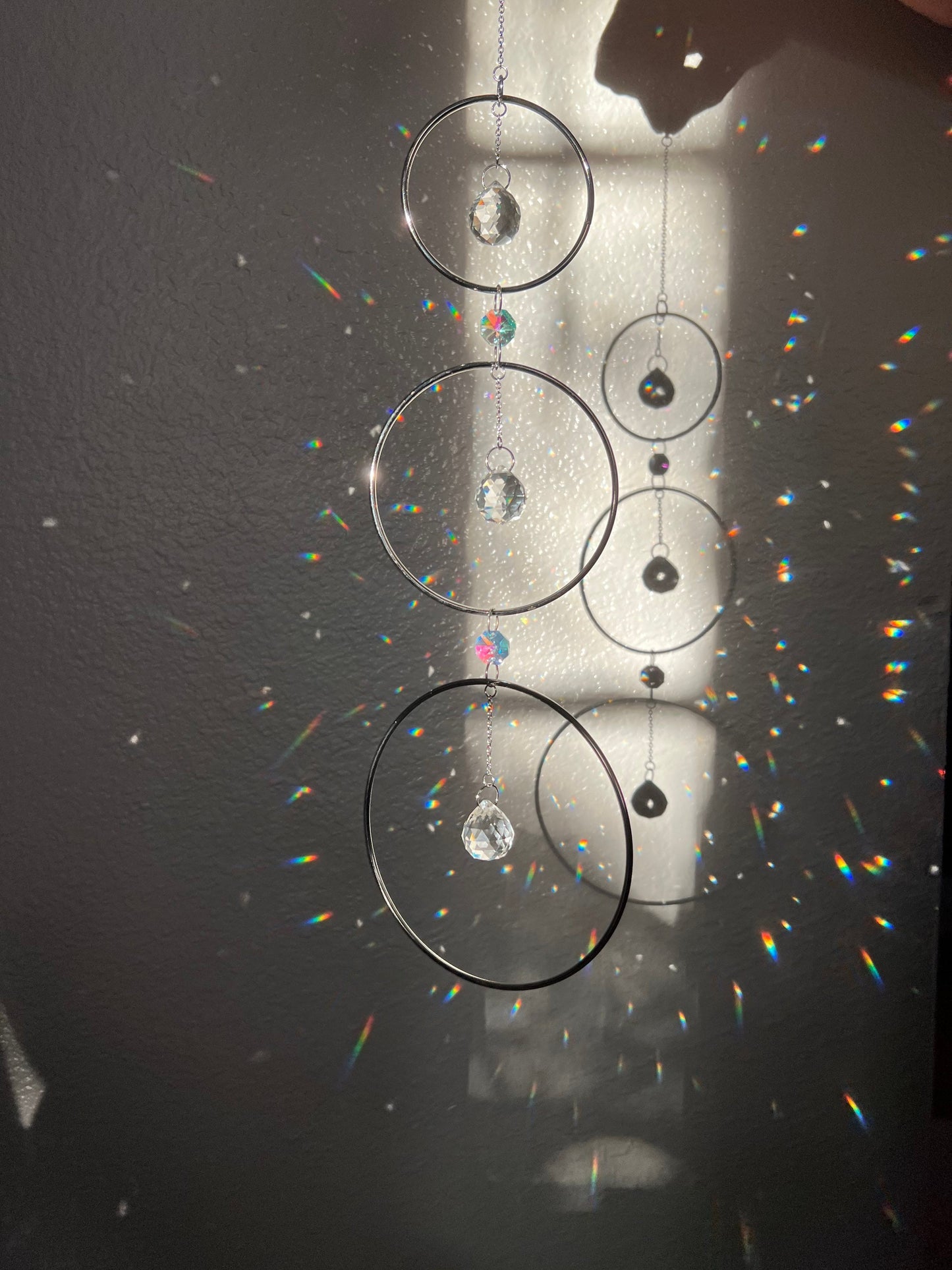 Sun catcher, suncatcher, crystal sun catcher, rainbow crystal, dream catcher, birthday gift, for her, silver decor, prism, fairycore decor