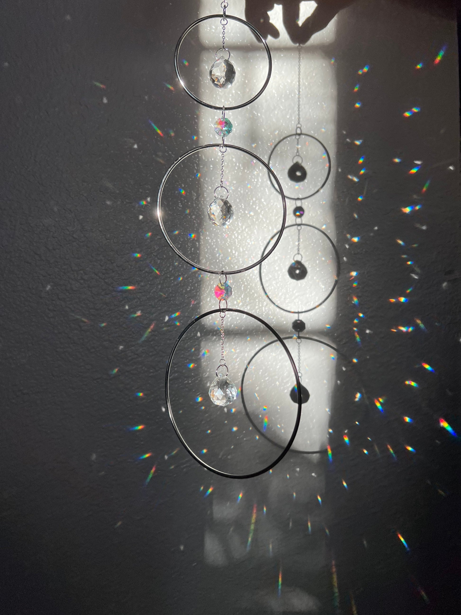 Sun catcher, suncatcher, crystal sun catcher, rainbow crystal, dream catcher, birthday gift, for her, silver decor, prism, fairycore decor