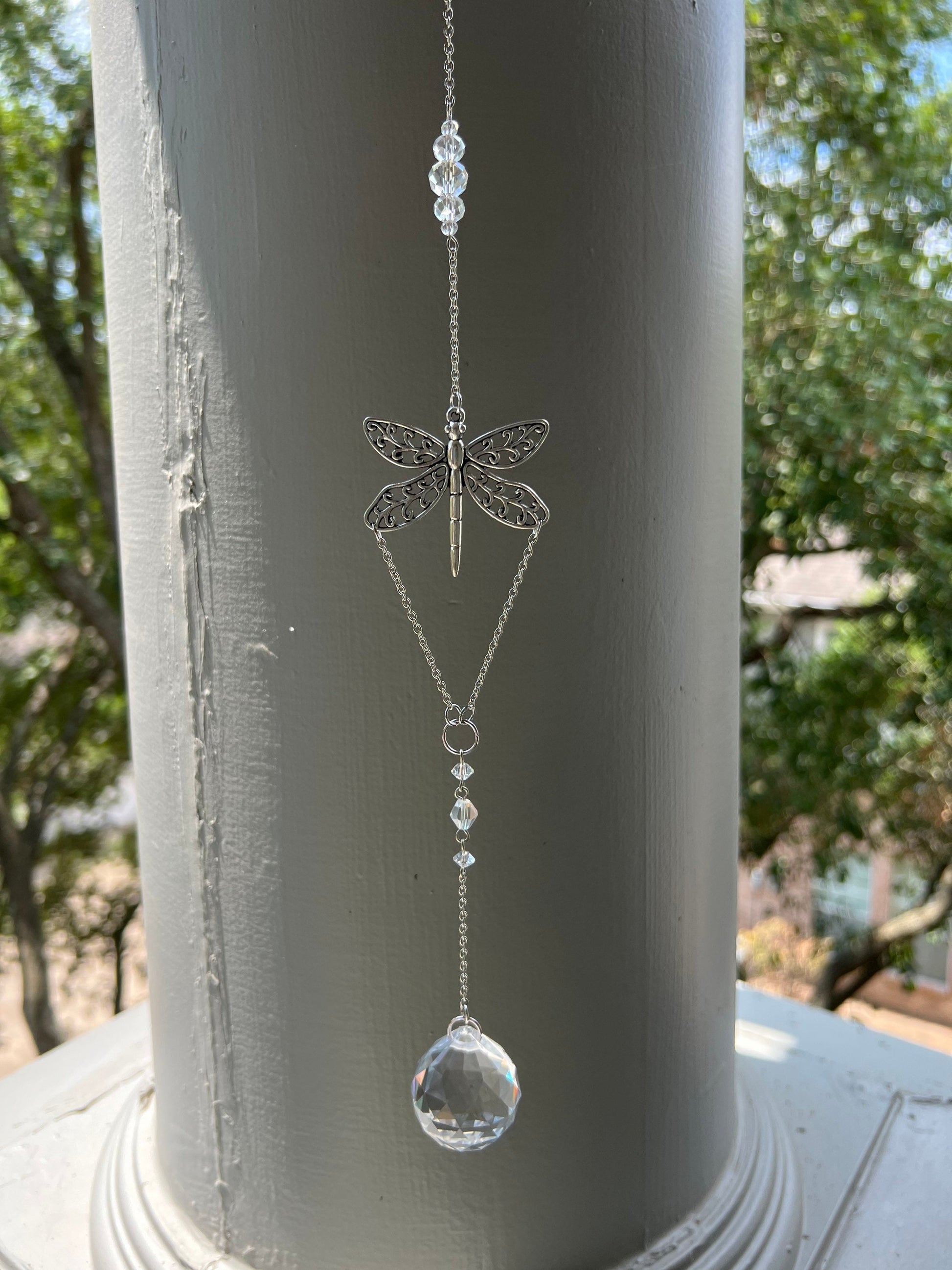 Sun catcher, suncatcher, silver suncatcher, home decor, dragonfly, gift, handmade gift, rainbow maker, silver decor, dreamcatcher