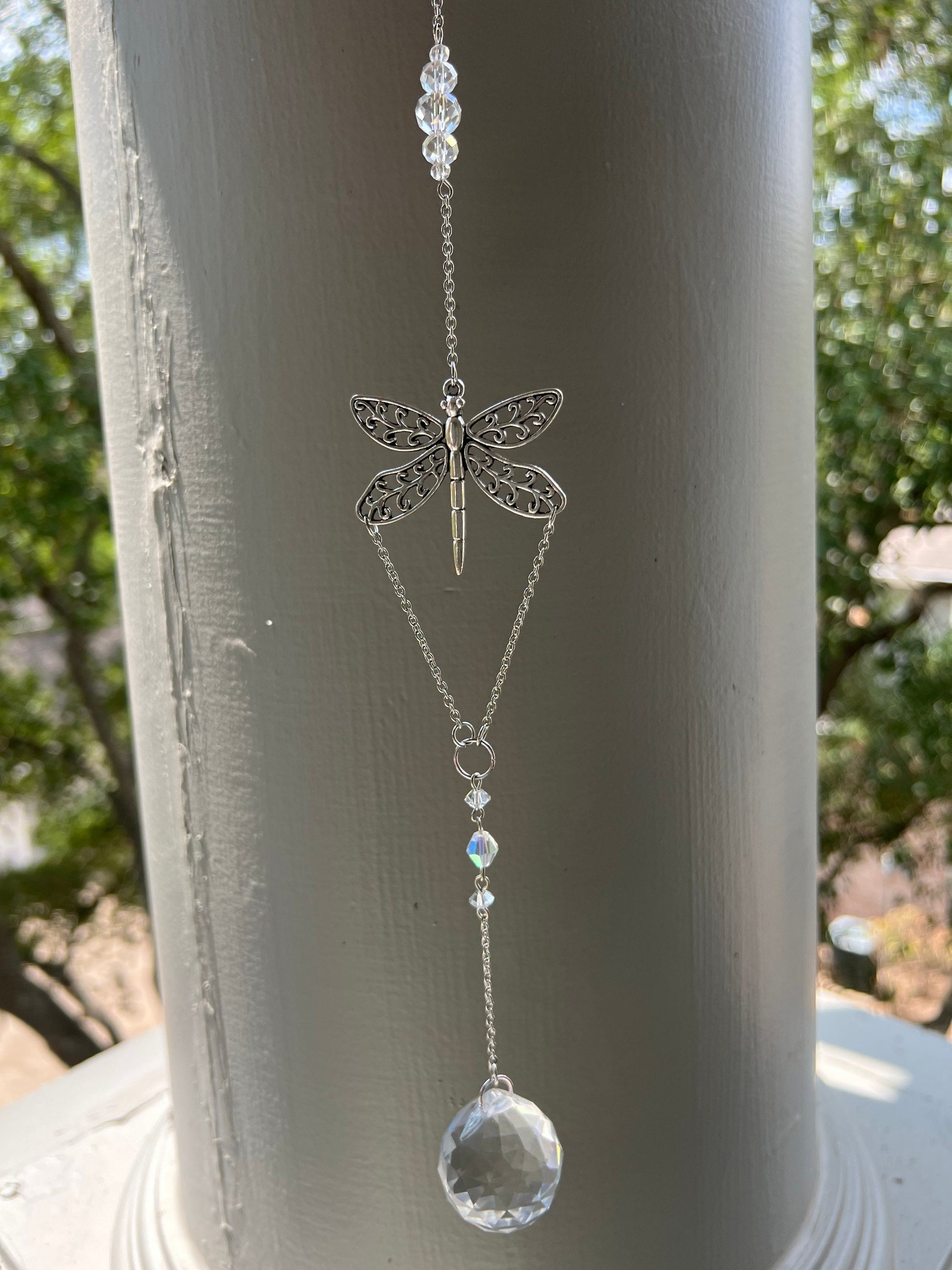Sun catcher, suncatcher, silver suncatcher, home decor, dragonfly, gift, handmade gift, rainbow maker, silver decor, dreamcatcher