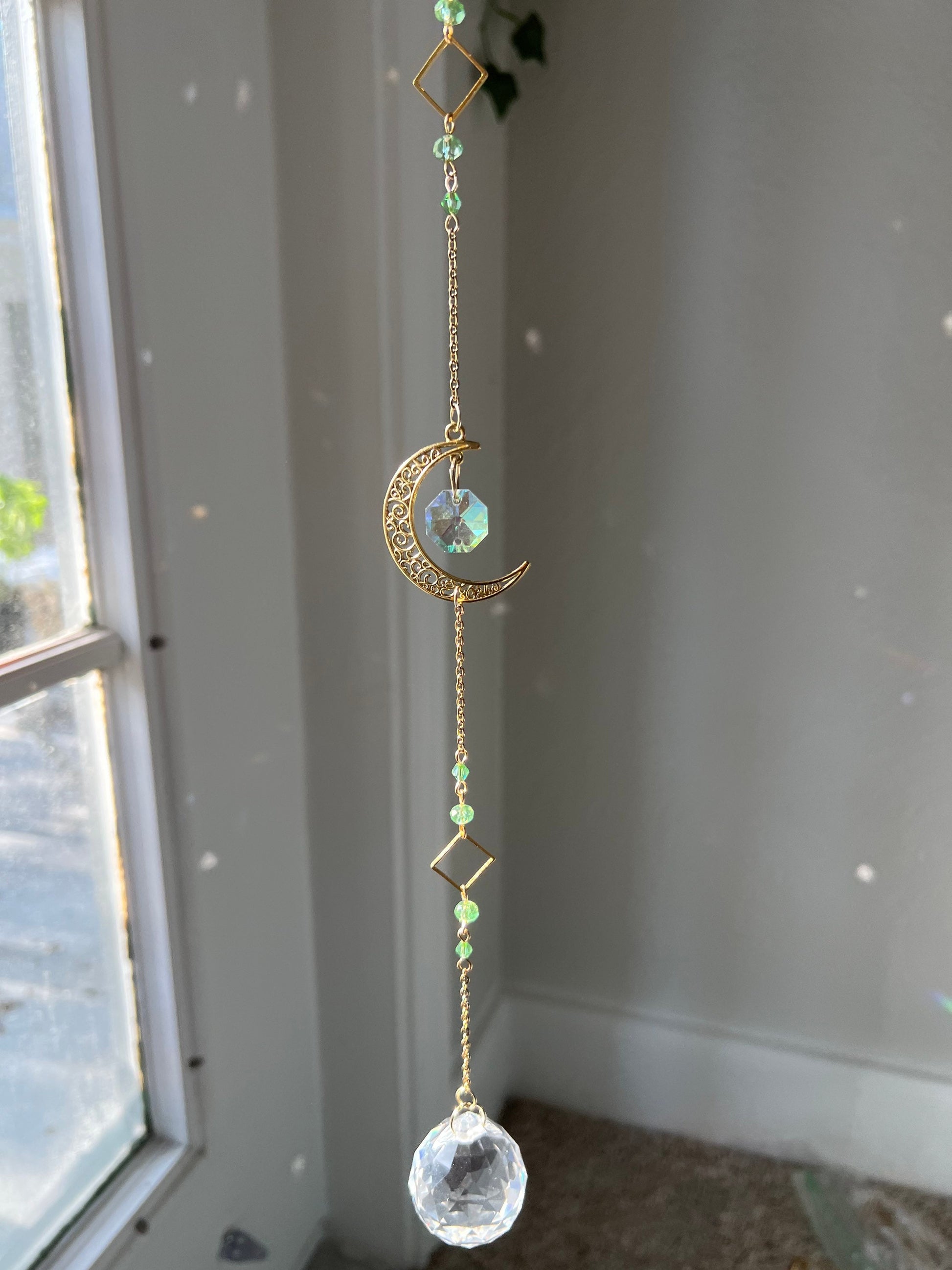 Suncatcher, suncatchers, moon sun catcher, home decor, holiday gift, light catcher, handmade gift, dreamcatcher, window decor, birthday