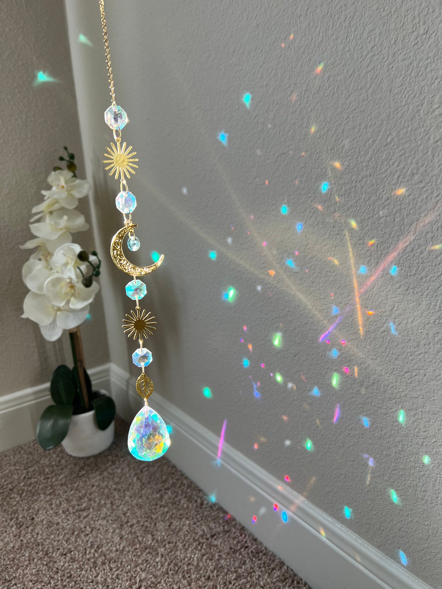 Suncatcher suncatchers dream catcher light catcher crystal hanging sun moon decor home decor gift mothers day crystal prism glass hanging