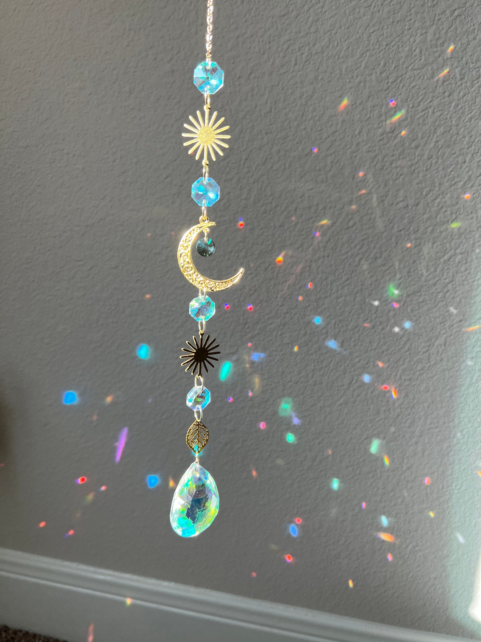 Suncatcher suncatchers dream catcher light catcher crystal hanging sun moon decor home decor gift mothers day crystal prism glass hanging
