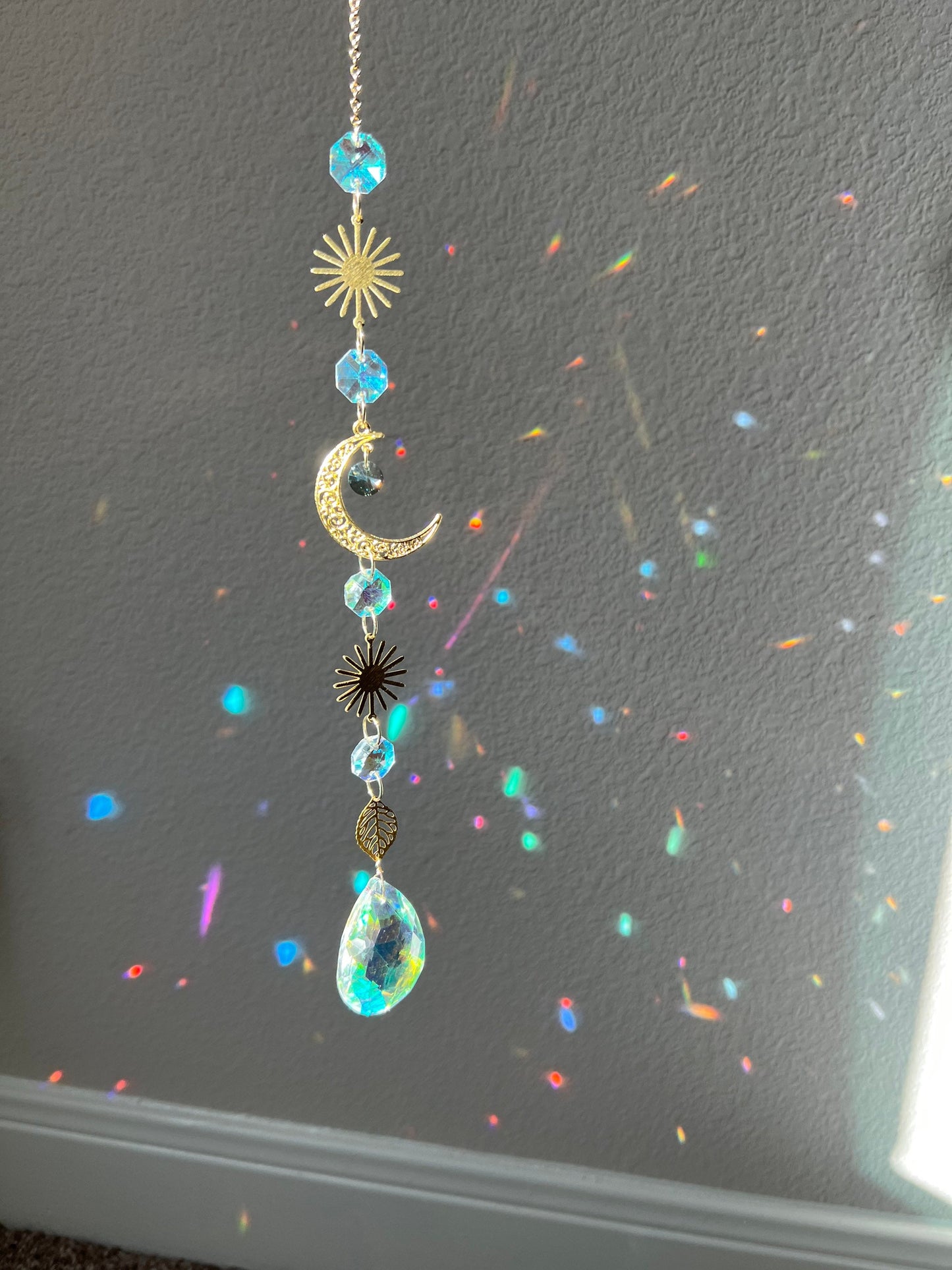 Suncatcher suncatchers dream catcher light catcher crystal hanging sun moon decor home decor gift mothers day crystal prism glass hanging