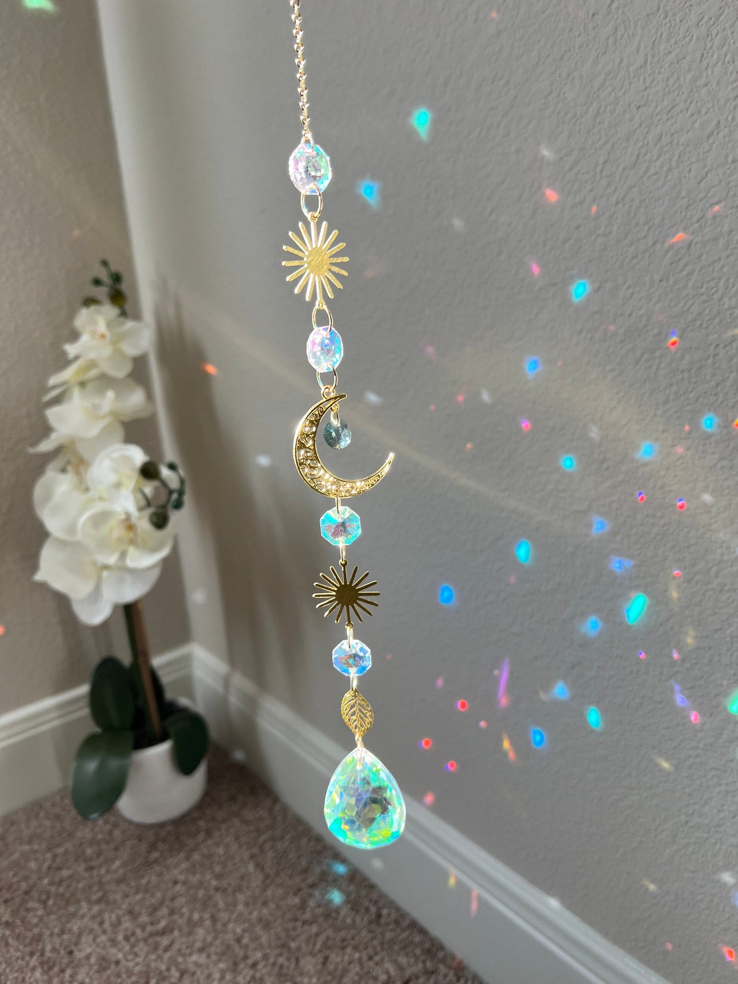 Suncatcher suncatchers dream catcher light catcher crystal hanging sun moon decor home decor gift mothers day crystal prism glass hanging