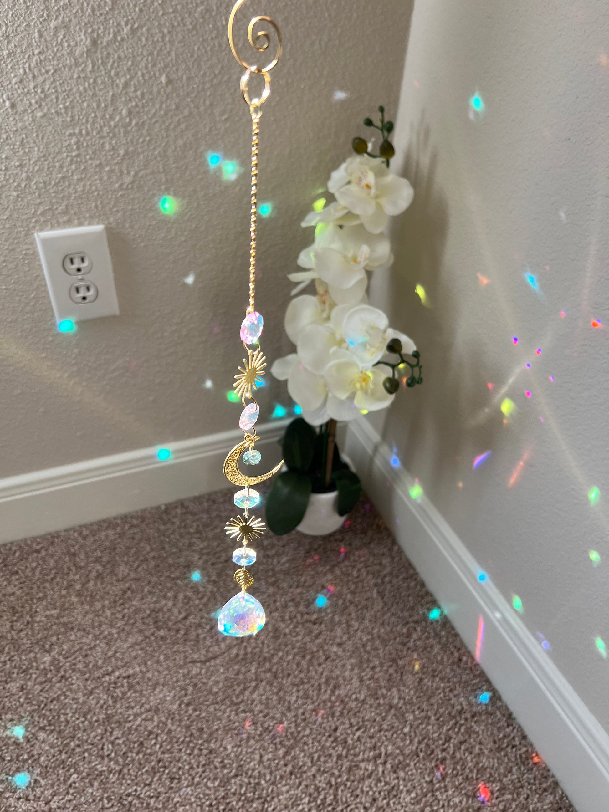 Suncatcher suncatchers dream catcher light catcher crystal hanging sun moon decor home decor gift mothers day crystal prism glass hanging