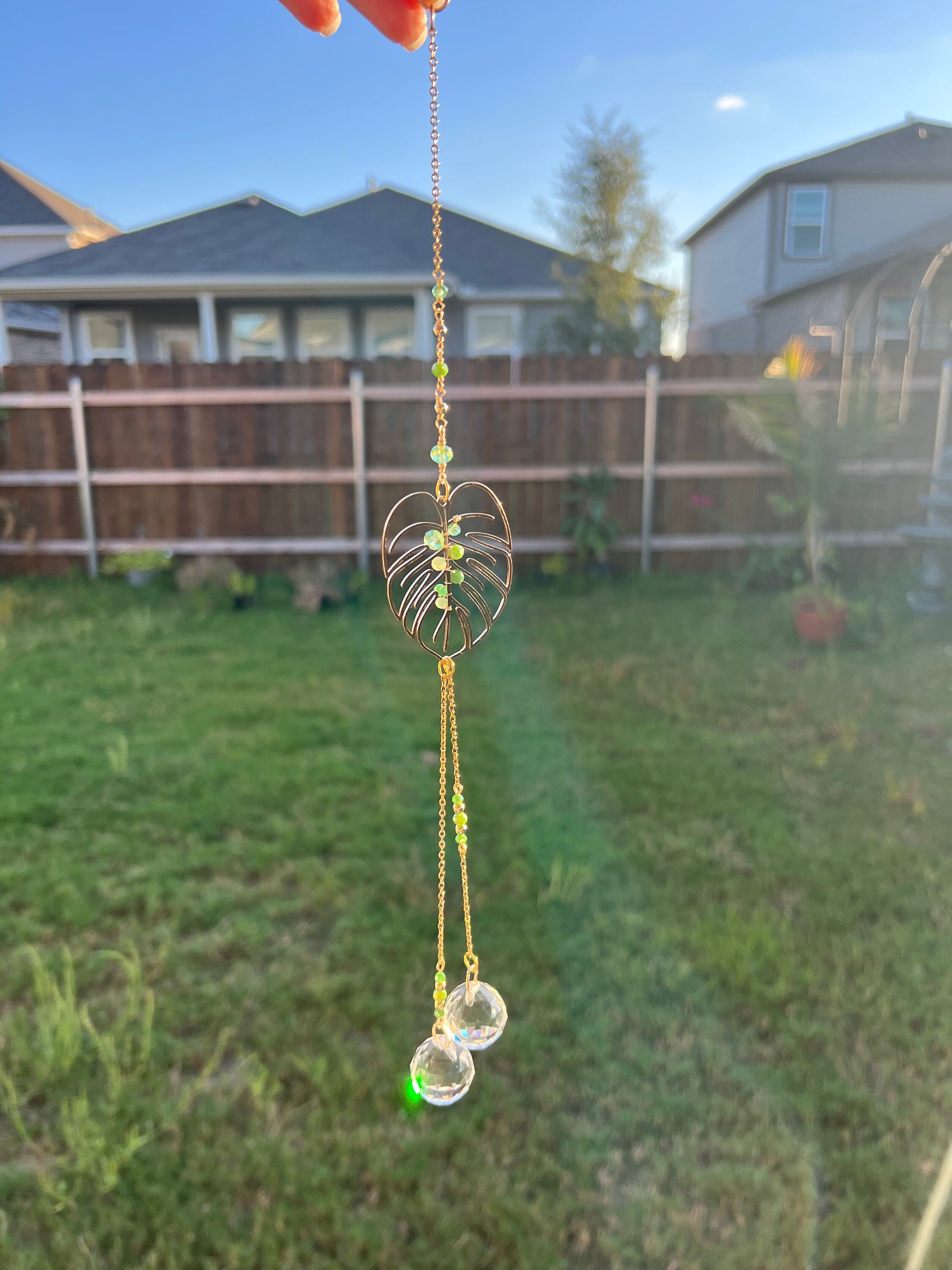 Suncatcher for plant lover gift monstera decor sun catcher rainbow prism light catcher window hanging dreamcatcher crystal leaf decor beads
