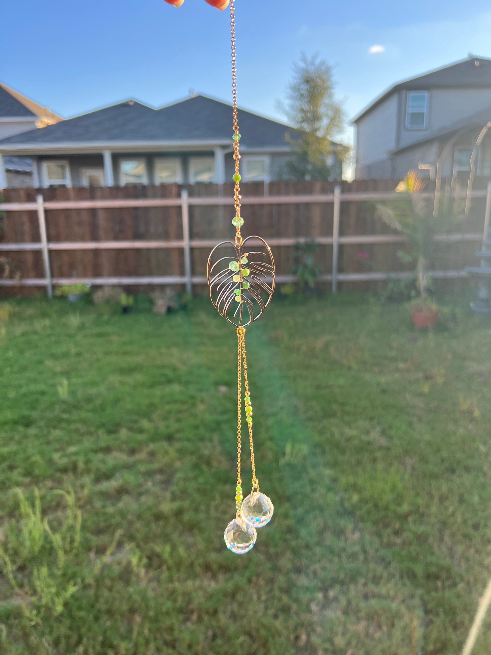 Suncatcher for plant lover gift monstera decor sun catcher rainbow prism light catcher window hanging dreamcatcher crystal leaf decor beads
