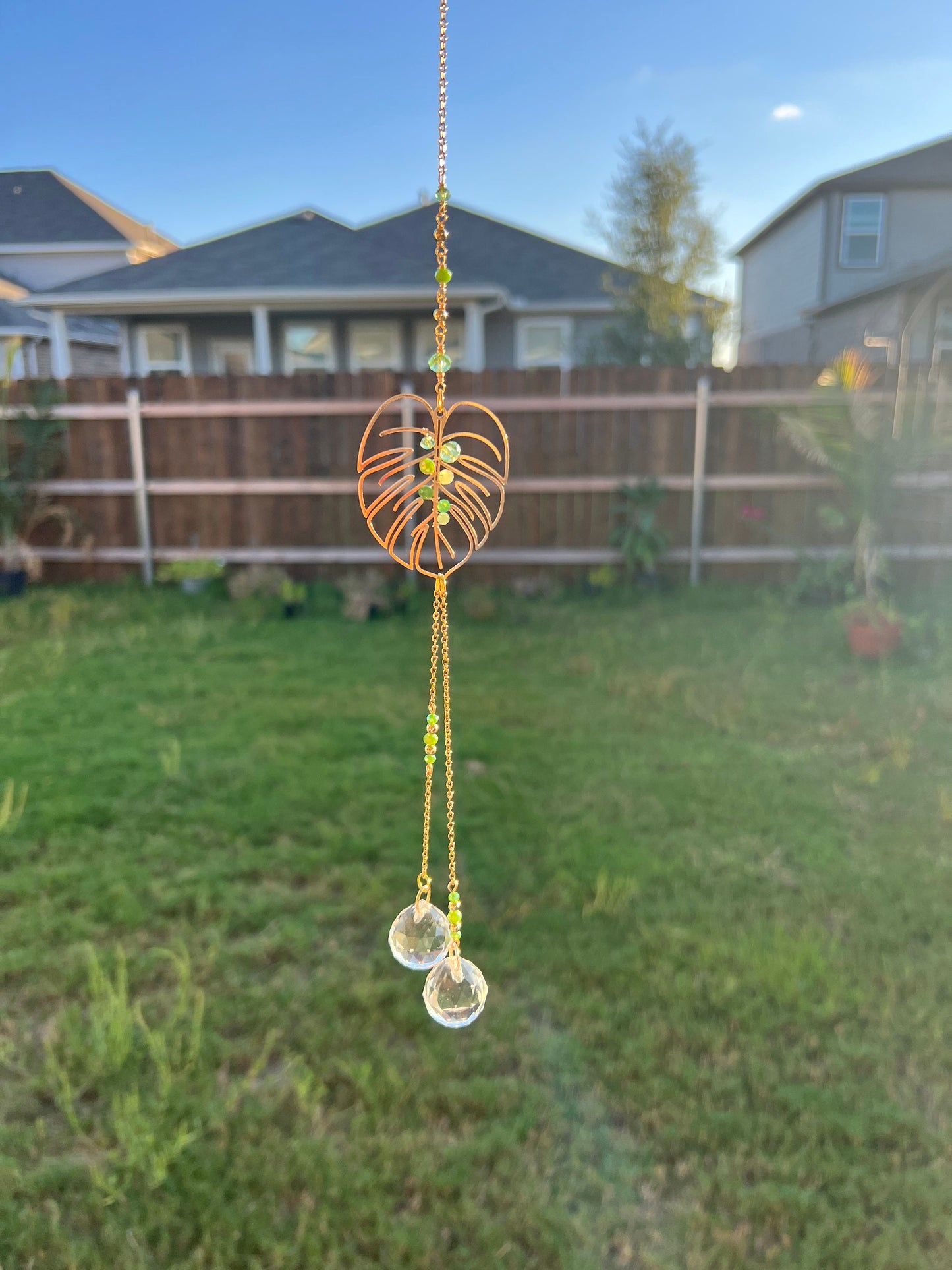 Suncatcher for plant lover gift monstera decor sun catcher rainbow prism light catcher window hanging dreamcatcher crystal leaf decor beads