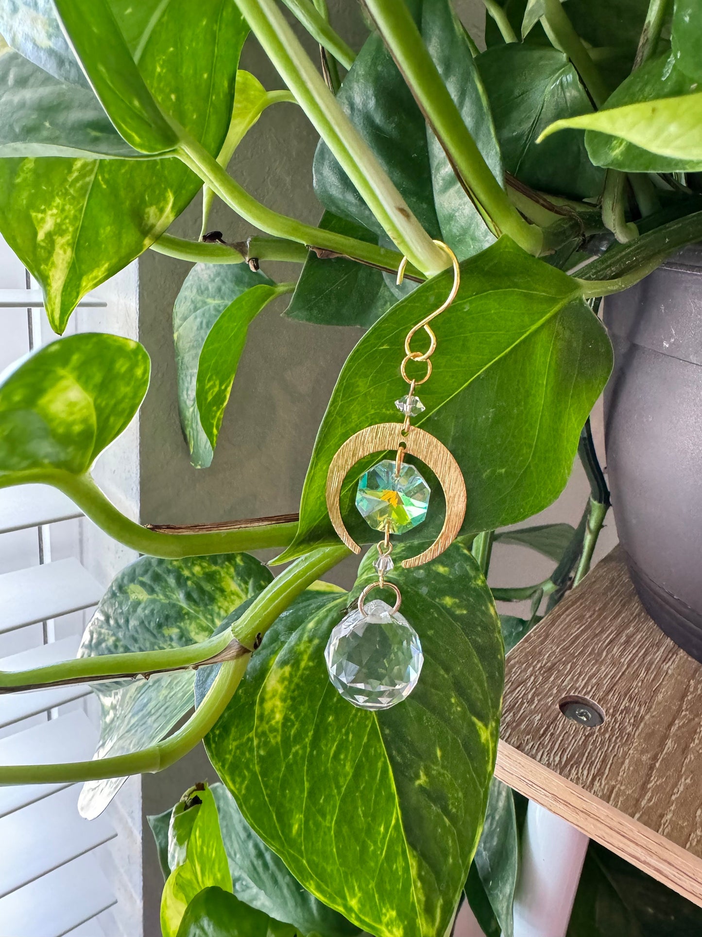 Plant stake plant decor planter hanging crystal plant home decor gift charm pot hanger yoga room meditation decor sun celestial, mothers day
