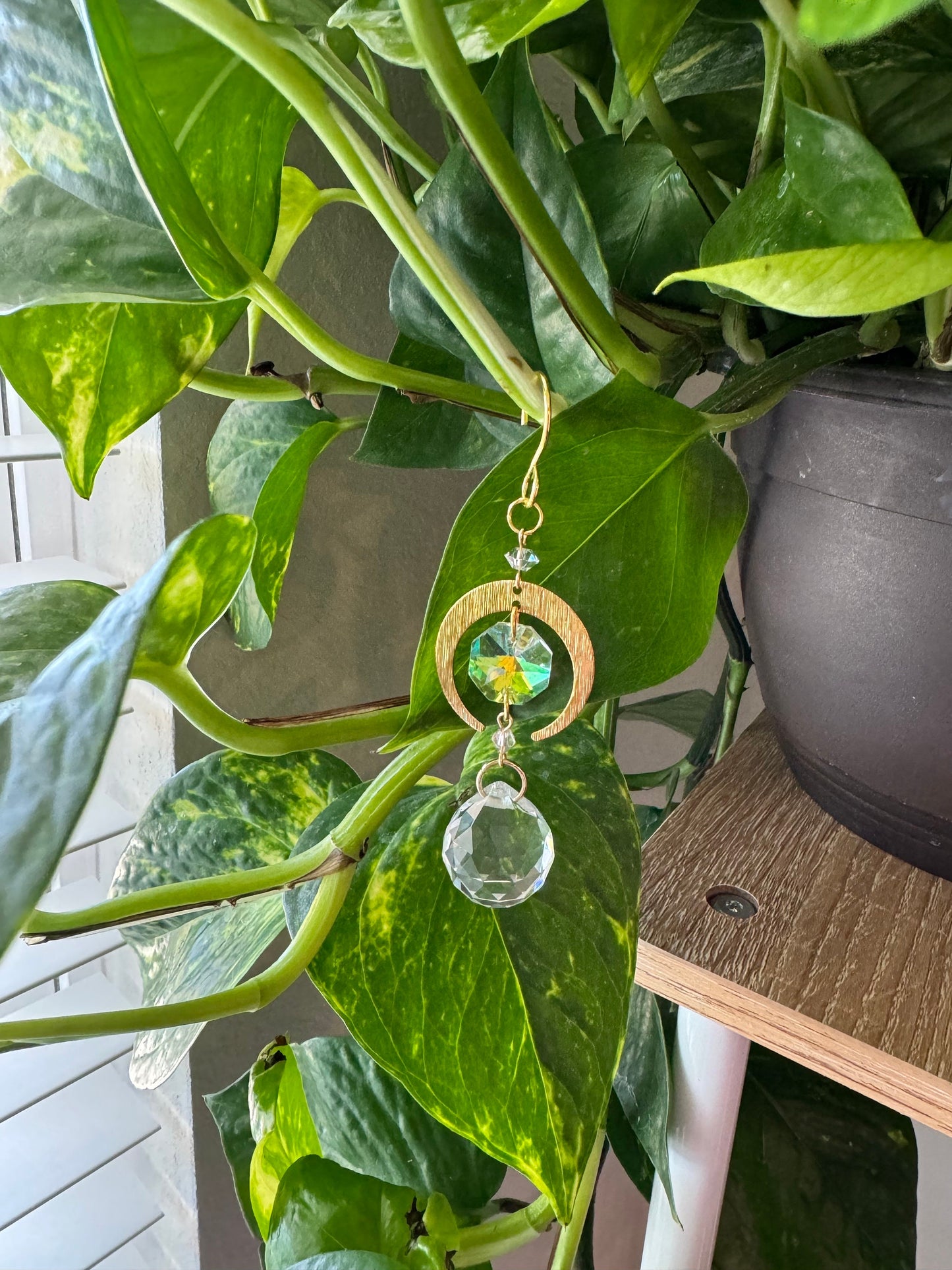 Plant stake plant decor planter hanging crystal plant home decor gift charm pot hanger yoga room meditation decor sun celestial, mothers day