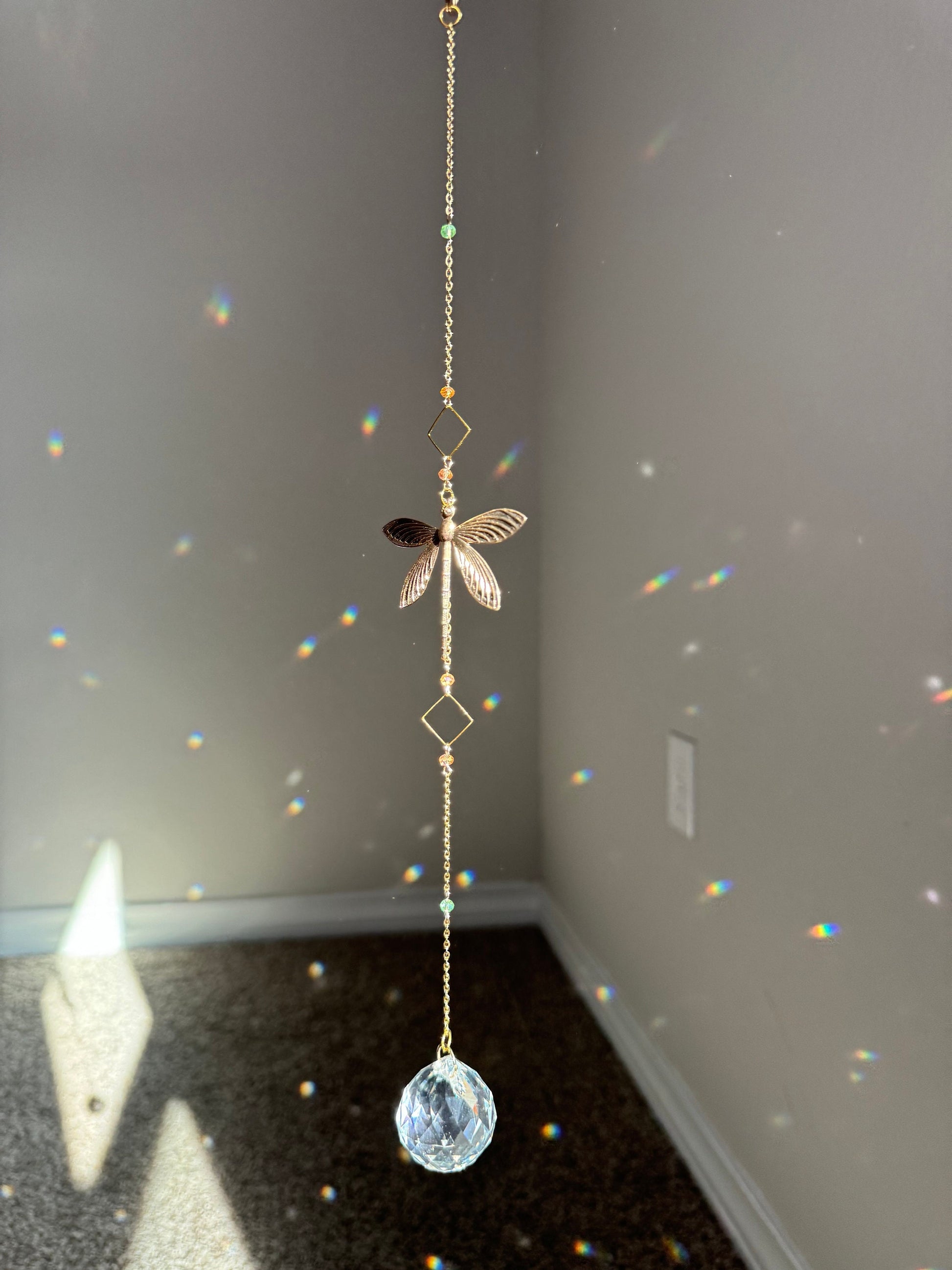 Dragonfly Crystal Sun Catcher for windows Handmade Hanging Decor for Home or Garden Suncatcher prism rainbows gift for mom housewarming