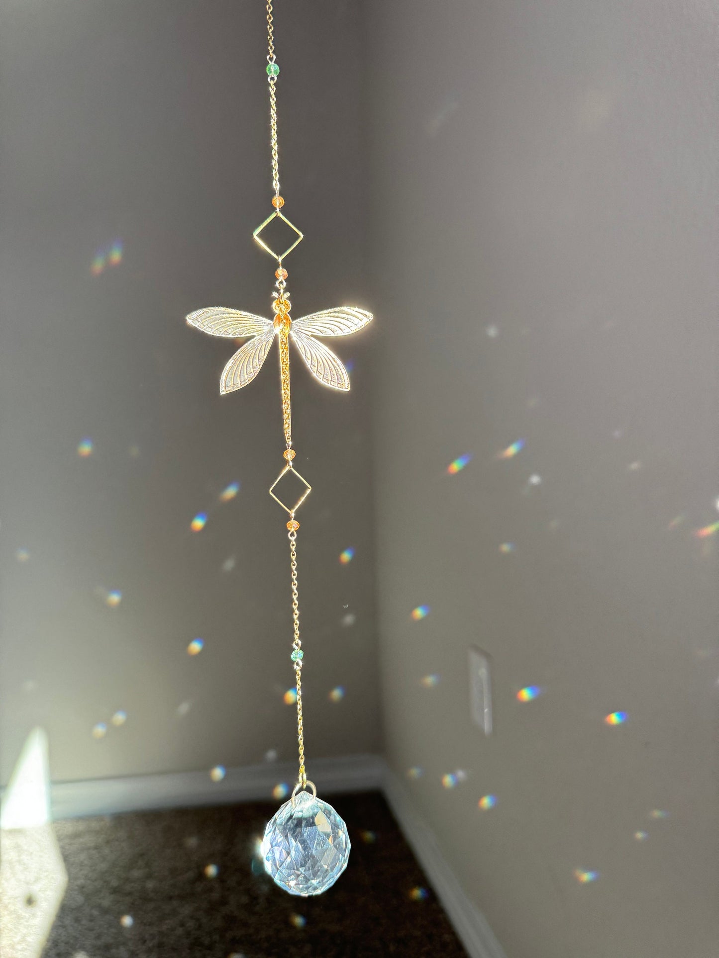 Dragonfly Crystal Sun Catcher for windows Handmade Hanging Decor for Home or Garden Suncatcher prism rainbows gift for mom housewarming