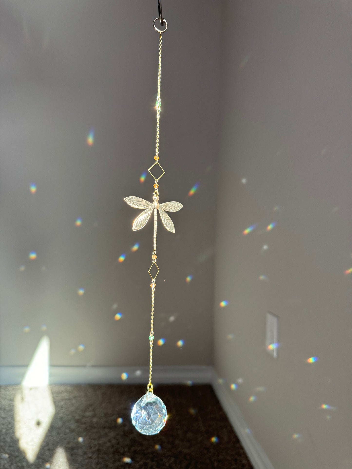 Dragonfly Crystal Sun Catcher for windows Handmade Hanging Decor for Home or Garden Suncatcher prism rainbows gift for mom housewarming