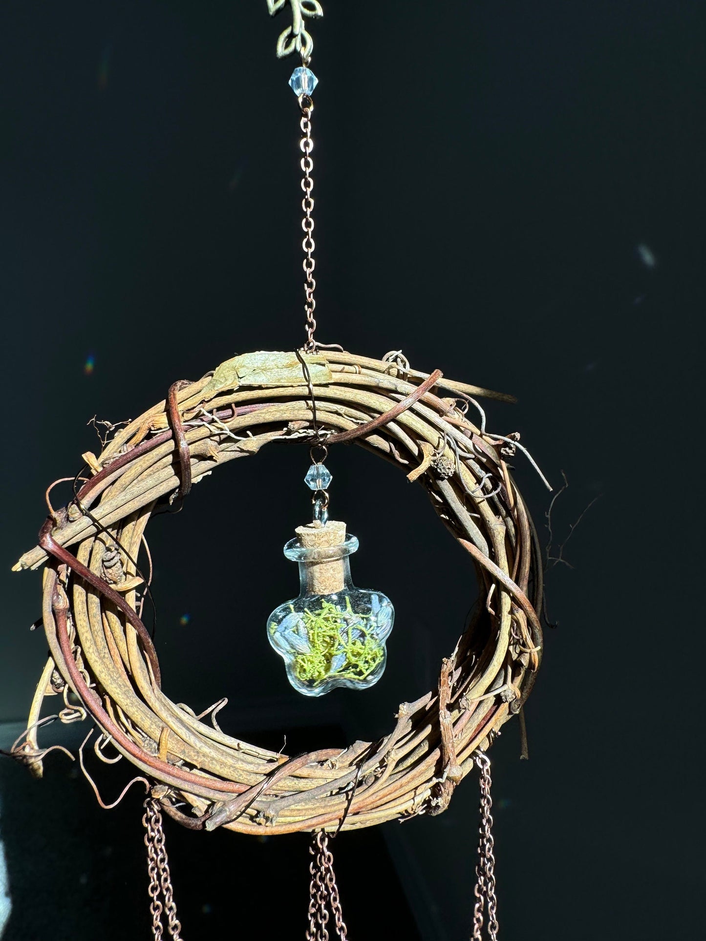 Suncatcher, mushroom light catcher, mushroom dreamcatcher, rainbow reflective home decor, handmade unique gift, boho prism suncatcher