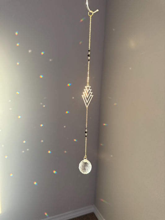 Black Crystal Sun Catcher for windows Handmade Hanging Decor for Home or Garden Suncatcher prism rainbows gift for mom housewarming