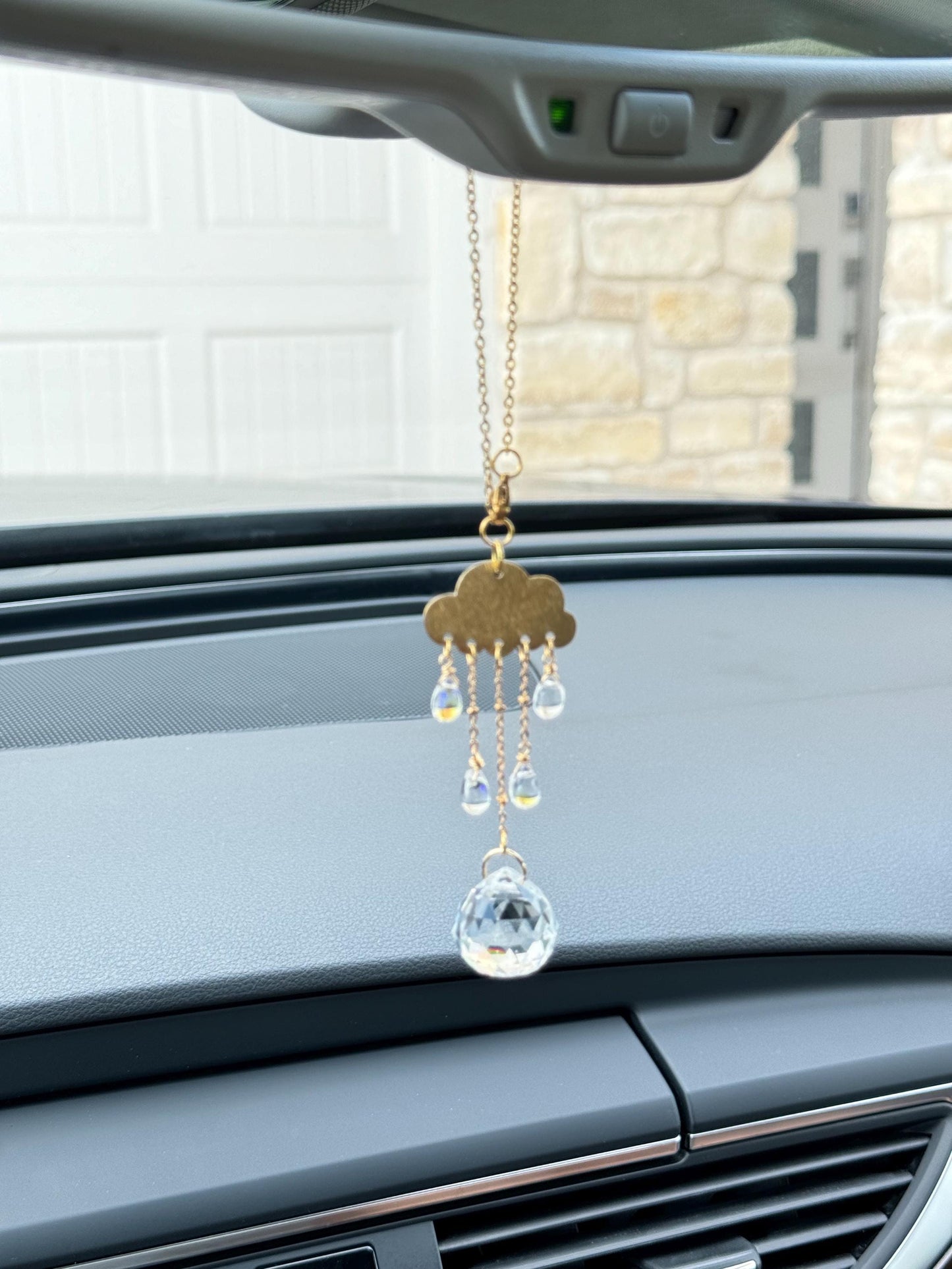 Car charm sun catcher rear view mirror accessory crystal rain cloud decor car crystal prism hanging keychain cute car gift suncatcher