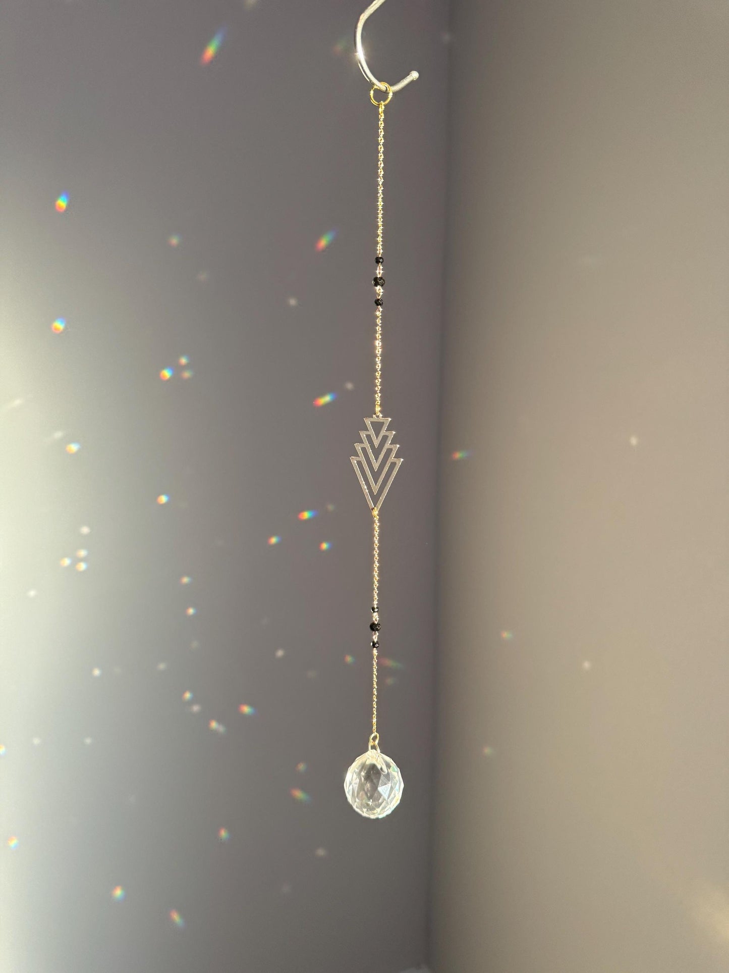 Black Crystal Sun Catcher for windows Handmade Hanging Decor for Home or Garden Suncatcher prism rainbows gift for mom housewarming