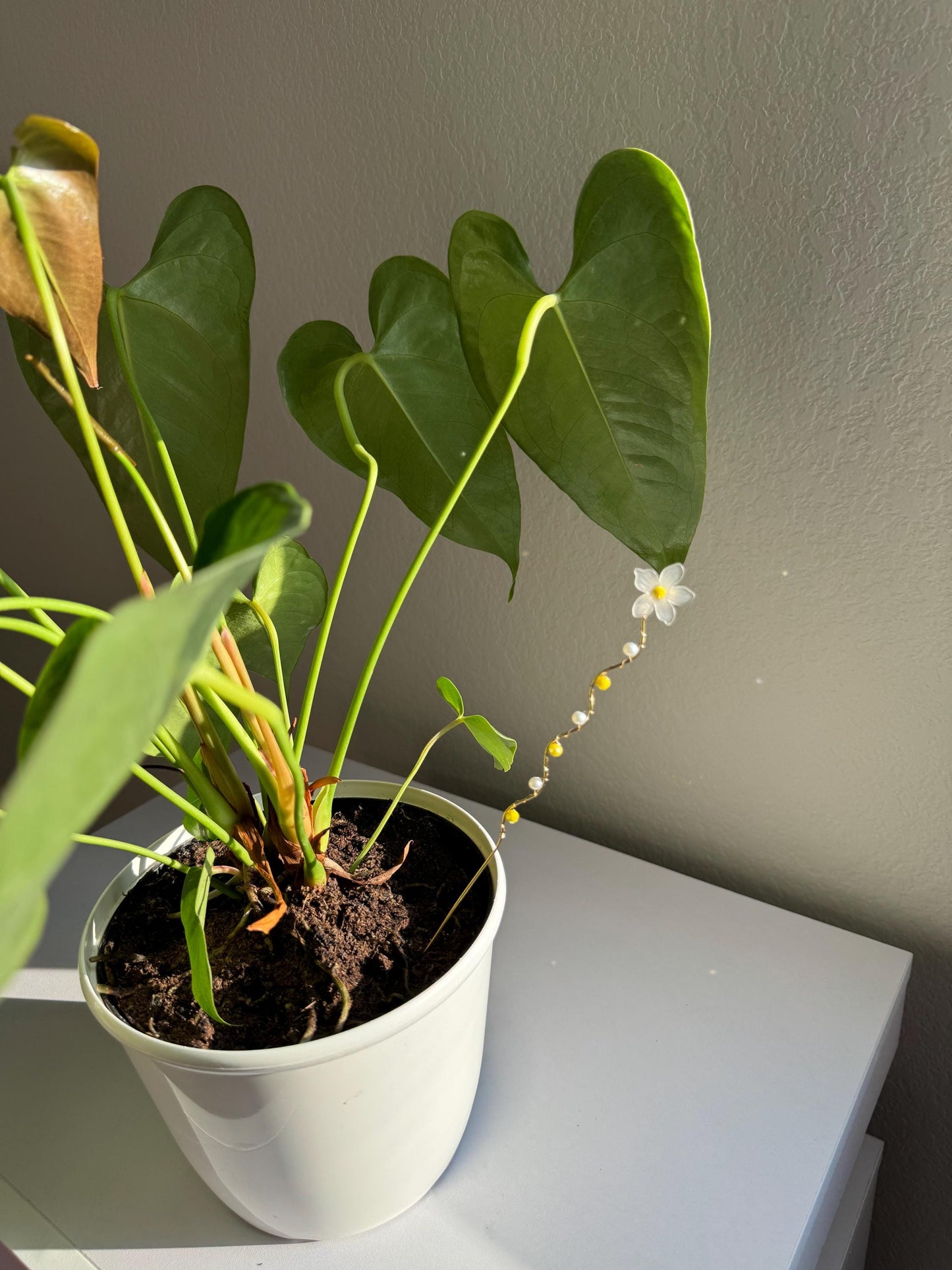 Plant decor, indoor plant pots, plant ornaments, crystals, plant lover gift, plant stakes, elegant floral garden charm for indoor plants